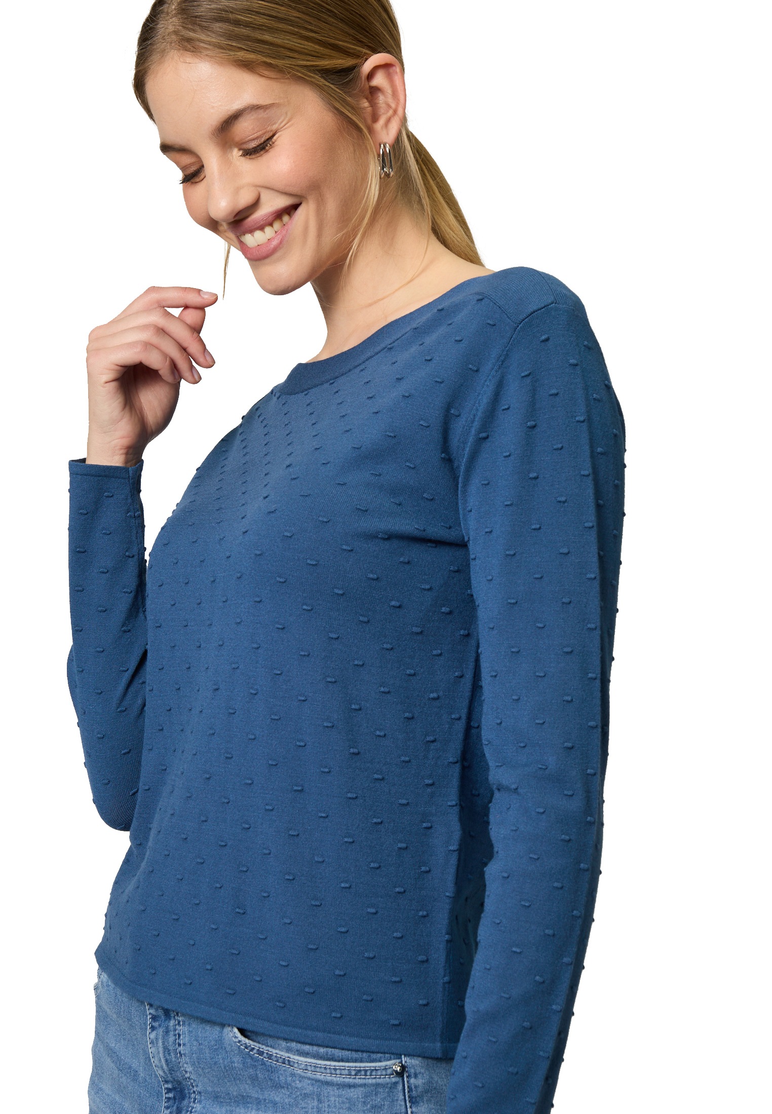 Zero Strickpullover »zero Pullover mit Punktstickerei«, (1 tlg.), weiteres Detail
