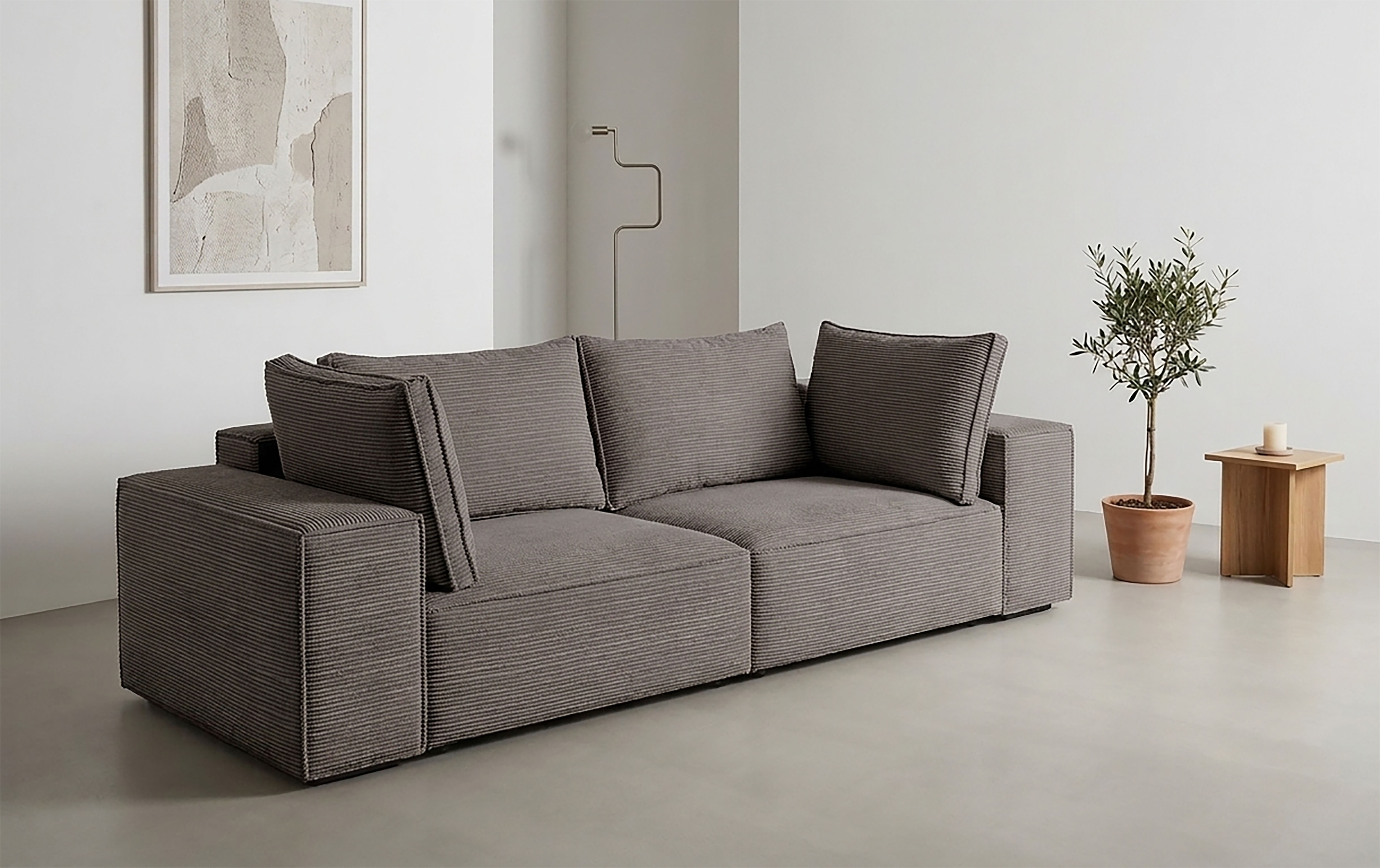 Trends by HG Big-Sofa "Conor XL, B: 268cm, Liegefläche: 138 x 194 cm, in Cord und Velours" mit Schlaffunktion und Bettkasten