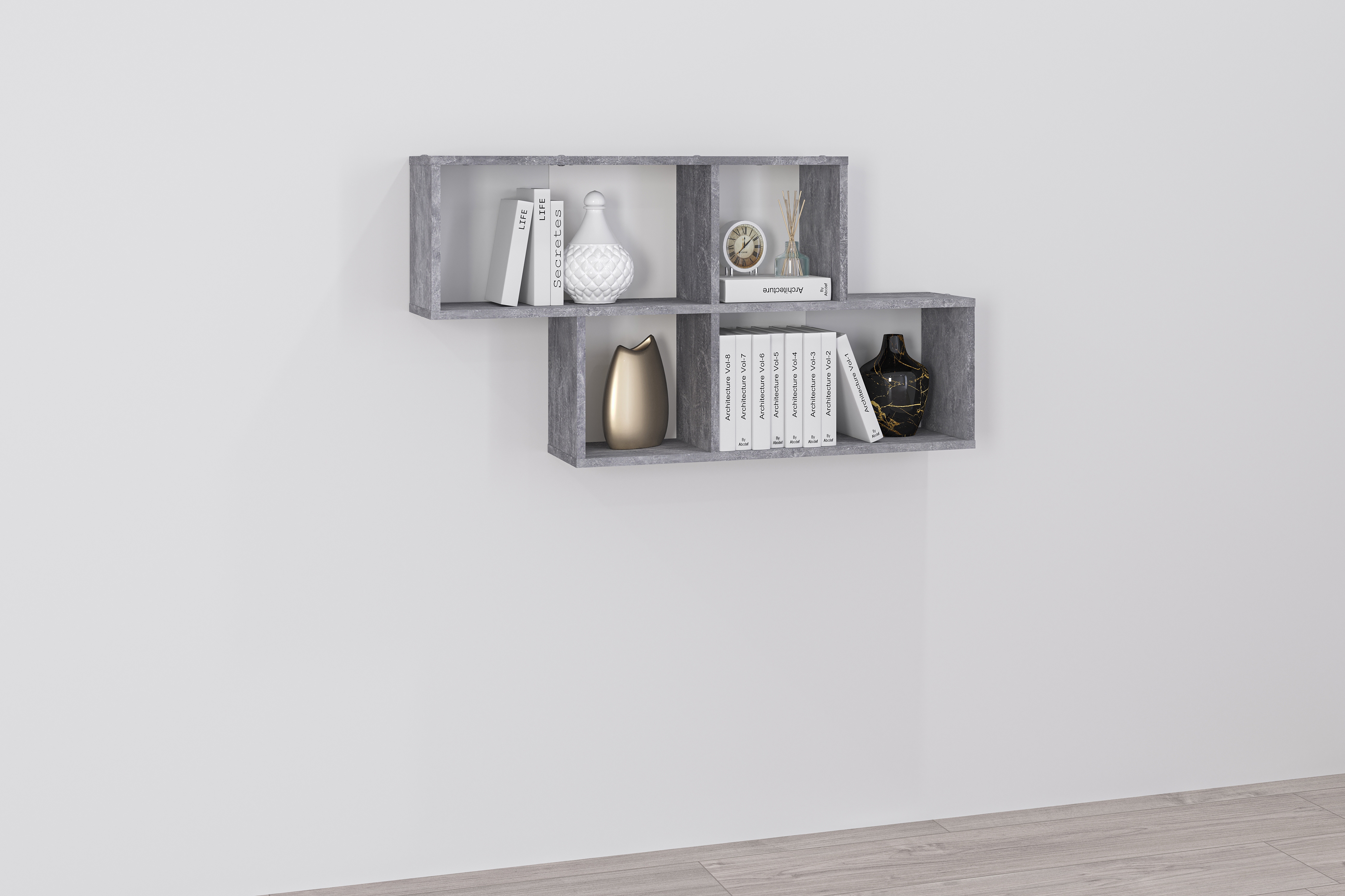 FMD Wandregal "Nora" Regal kompakt für Bücher und Accessoires, 100 cm breit, 53 cm hoch