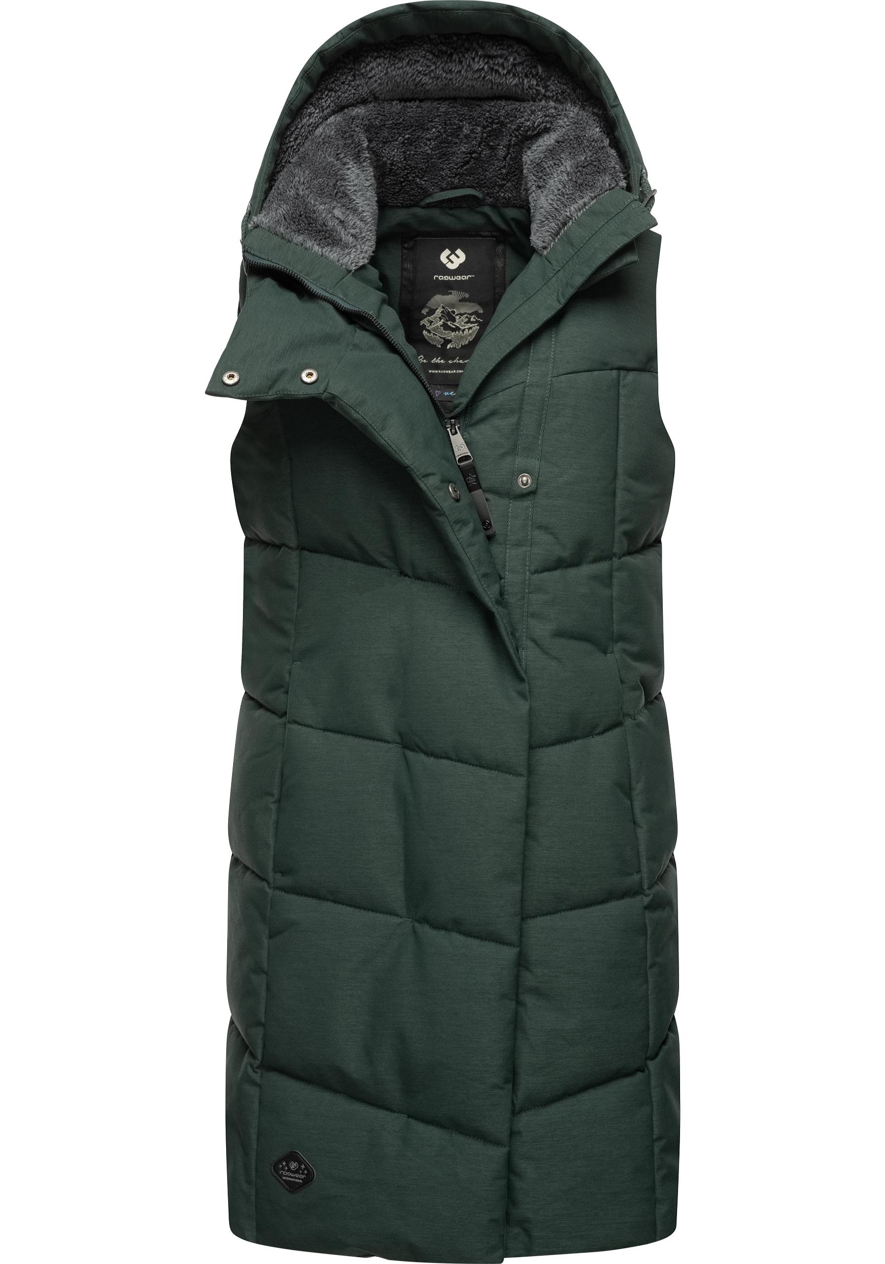 Ragwear Steppweste "Pavla Vest", stylische Winterweste mit Teddyfutter und Kapuze