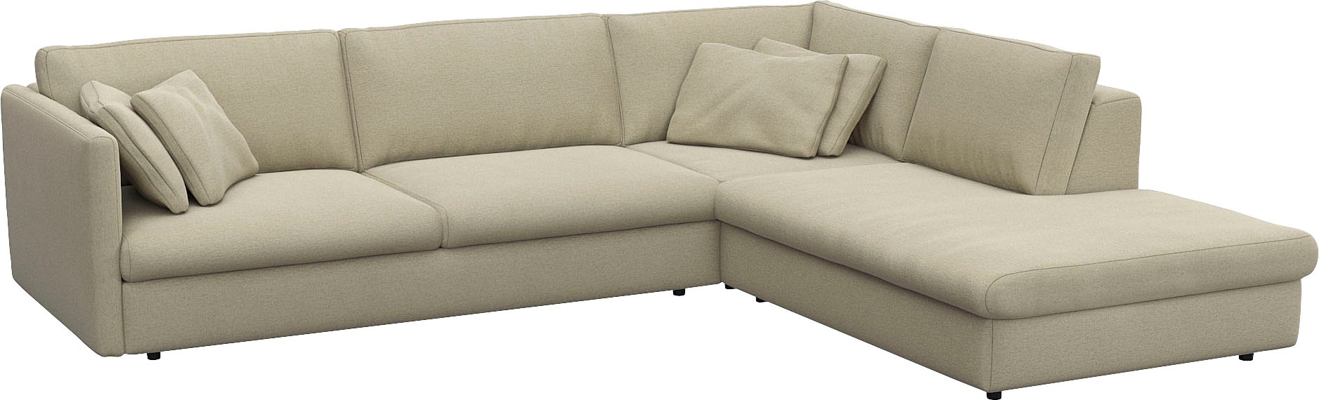 FLEXLUX Ecksofa »Lovane, elegant und zeitlos, bequem, L-Form«, Weich & anschmiegsam, große Sitztiefe auf Kaltschaum, Dekokissen inkl.