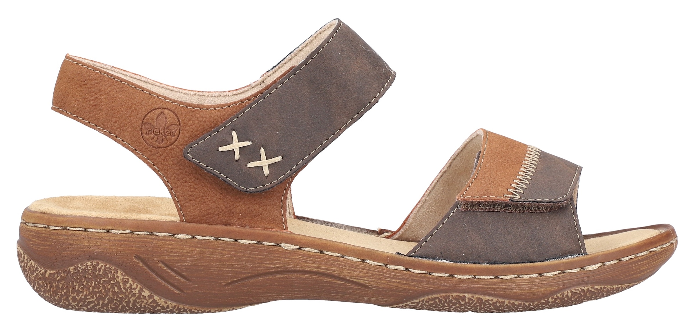 Rieker Sandale, Riemchensandale, Sommerschuh, Sandalette, Klettschuh mit Keilabsatz