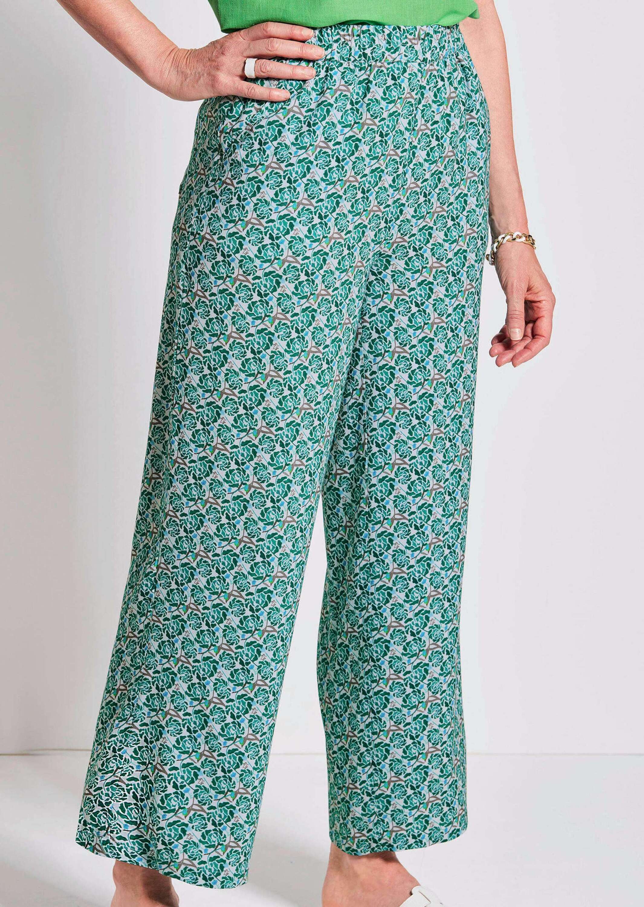 Thumbnail - GOLDNER Schlupfhose "Kurzgröße Elegante Hose VERA mit Blütendruck"