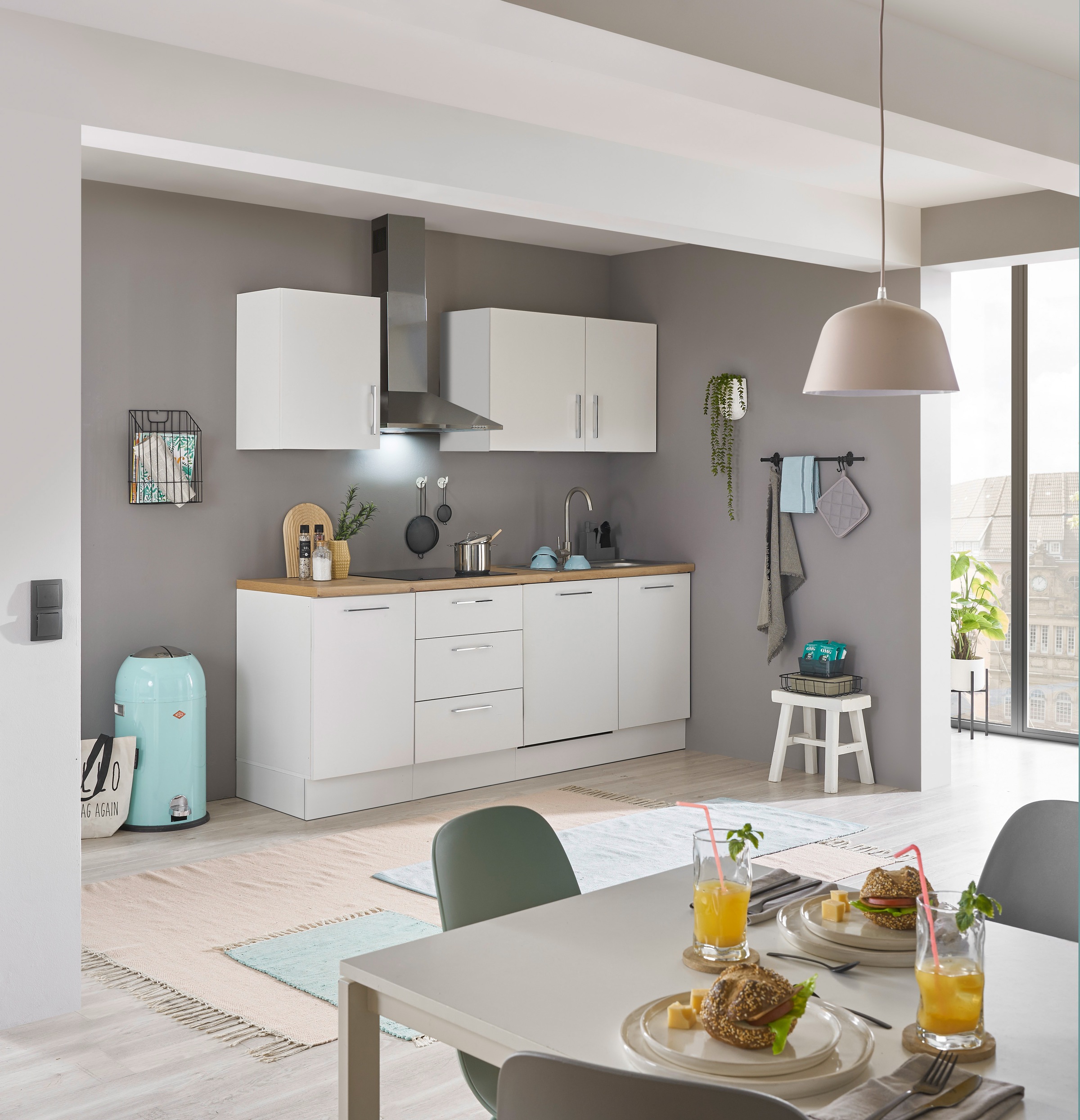 BASIC by Balculina Küchenzeile »Turin«, Breite 220 cm, ohne E-Geräte, mit Soft-Close-Funktion