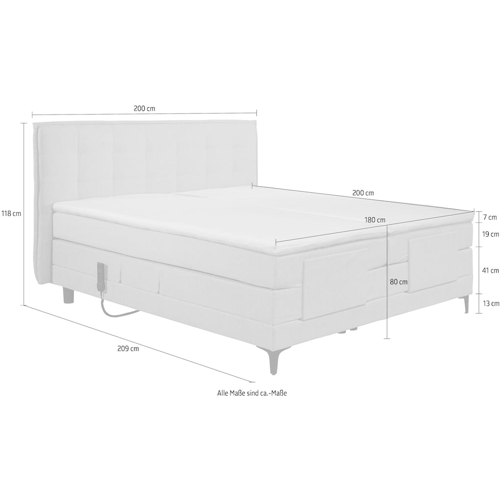 alina Boxspringbett »Edward«, 180x200cm, mit motorischer Verstellung, inklusive Matratze und Topper