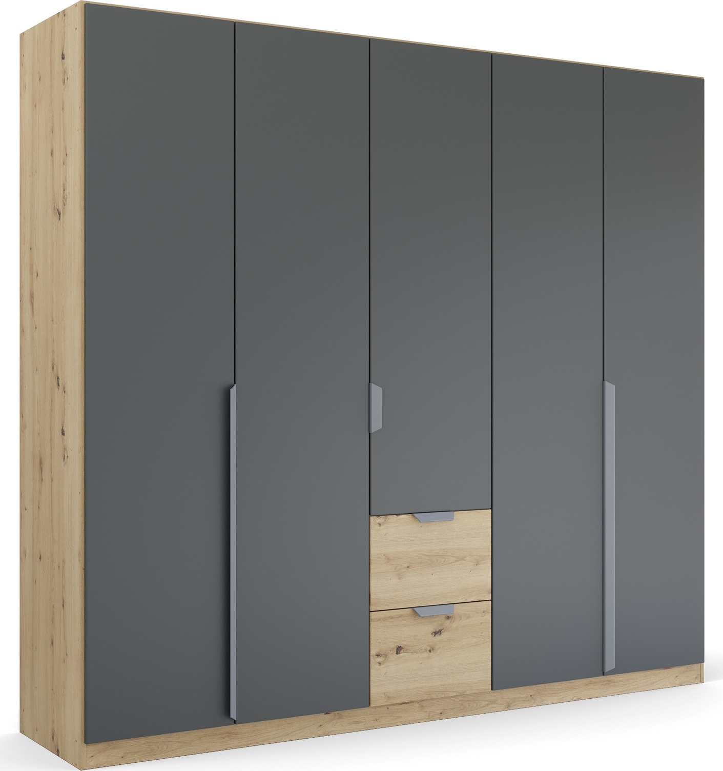 rauch Drehtürenschrank "Kleiderschrank Schrank Garderobe Ankleide DARK&WOOD BY QUADRA SPIN" Breiten: 181/226/271 cm, Höhe 210 cm, im Industrial Style mit Metallgriffstangen