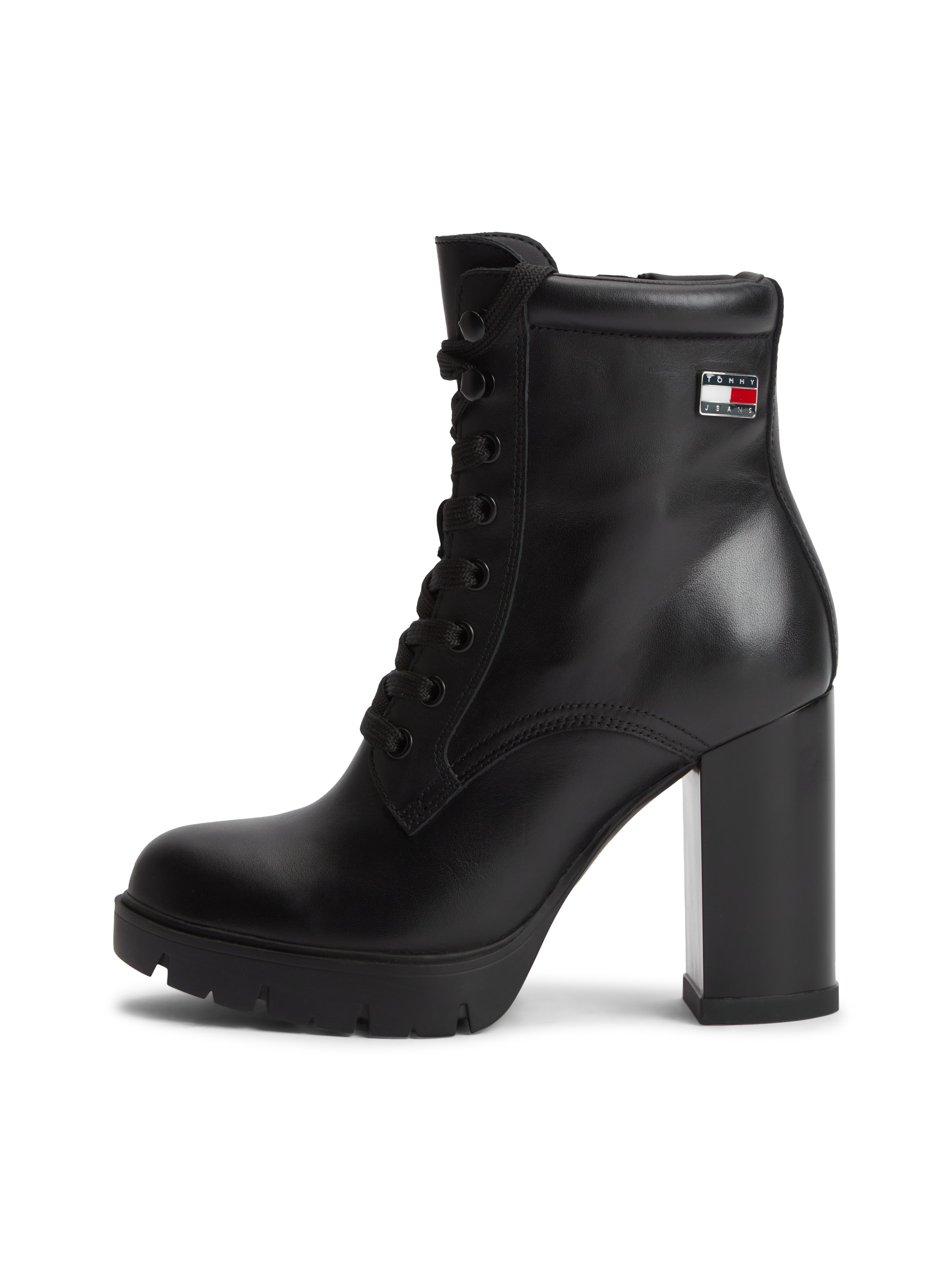 Tommy Jeans High-Heel-Stiefelette »TJW LACE UP HIGH HEEL BOOTS«  Blockabsatz, Schnürstiefelette mit Logoflag