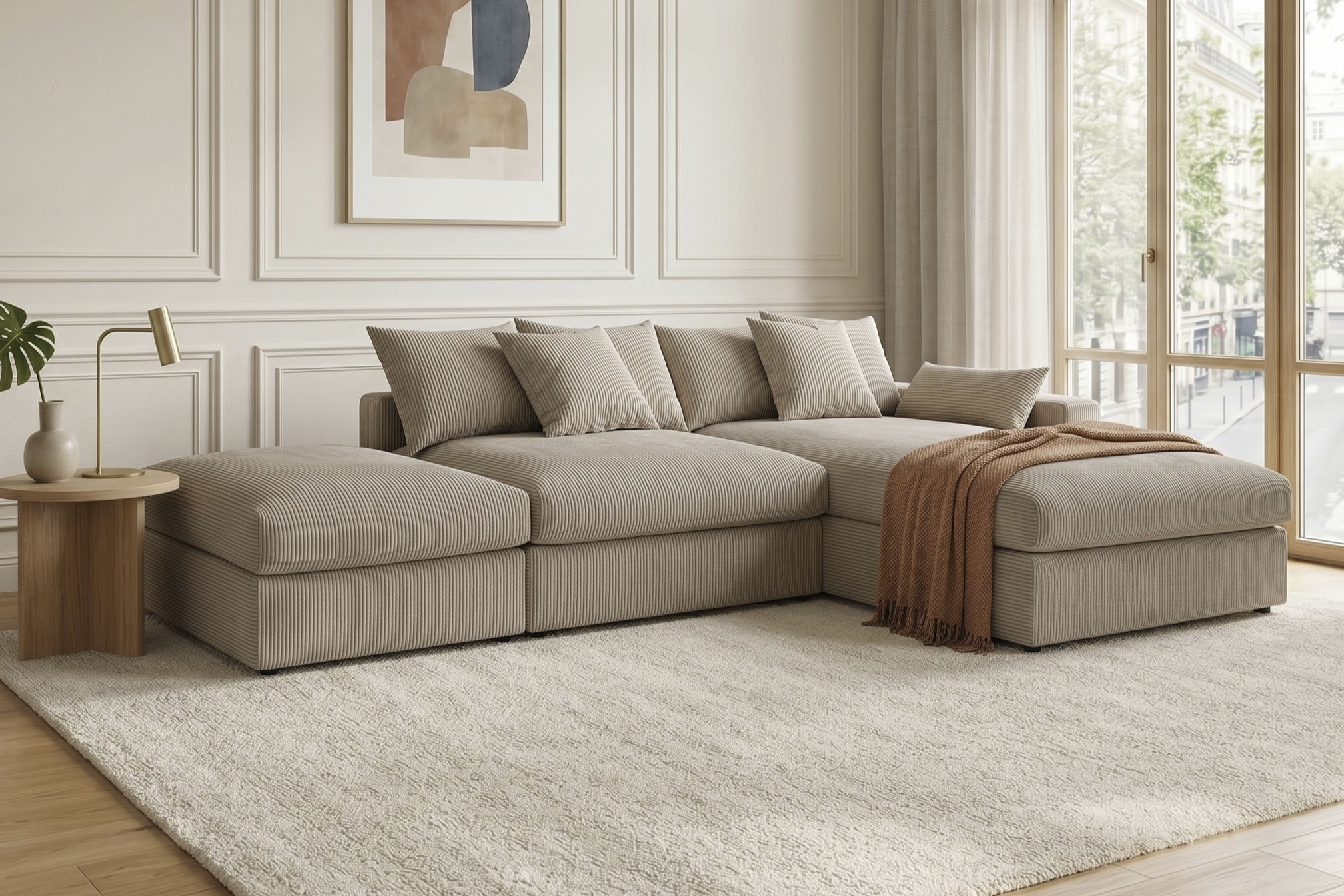 OTTO home Ecksofa "Cosy Lounge L-Form, Breite 333 cm" Mega-Sofa mit Cordstoff bezogen, mit Federkern & 4 Zierkissen