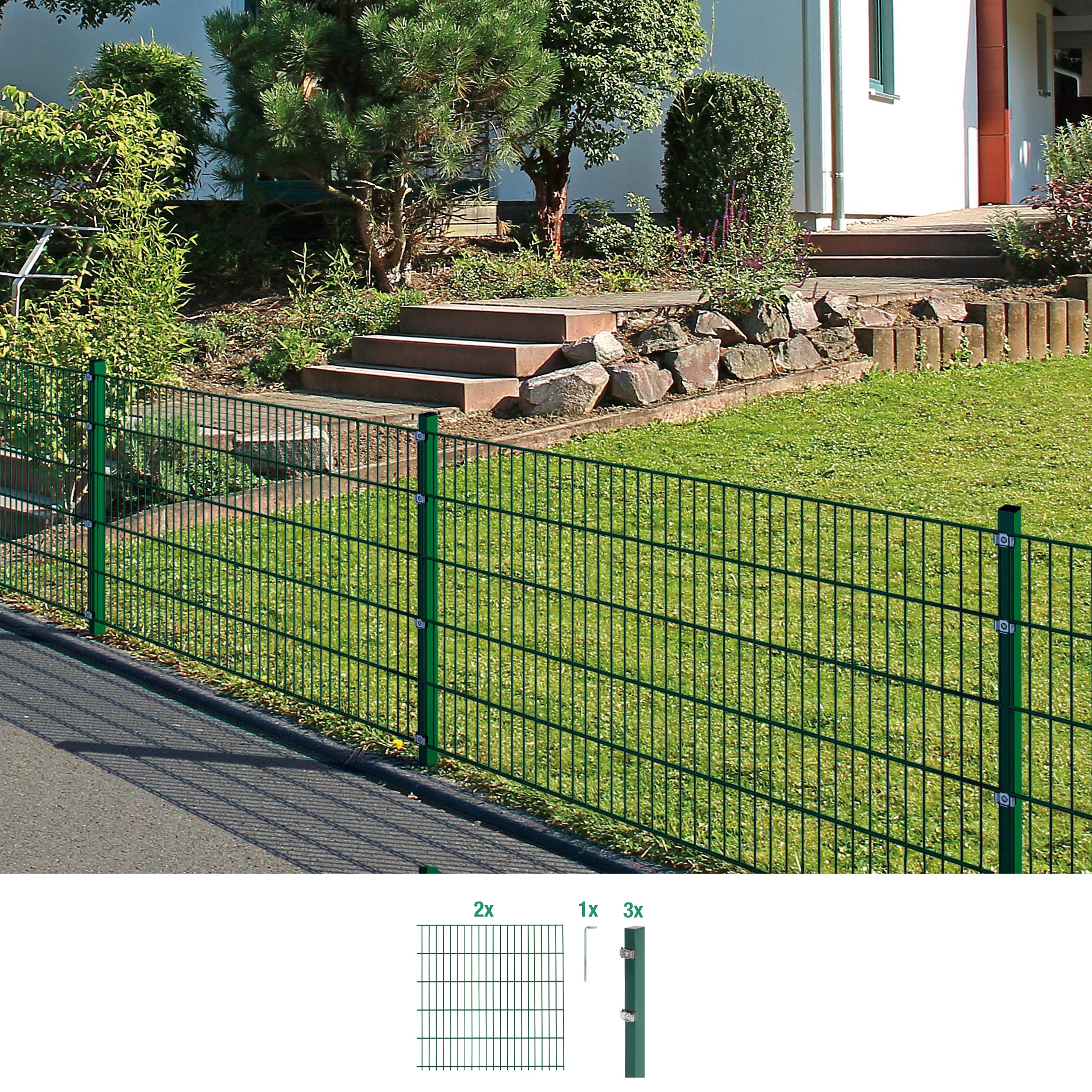 Alberts Doppelstabmattenzaun »Grundset«, Höhe: 80-160 cm, Gesamtlänge: 4-30 m, zum Einbetonieren