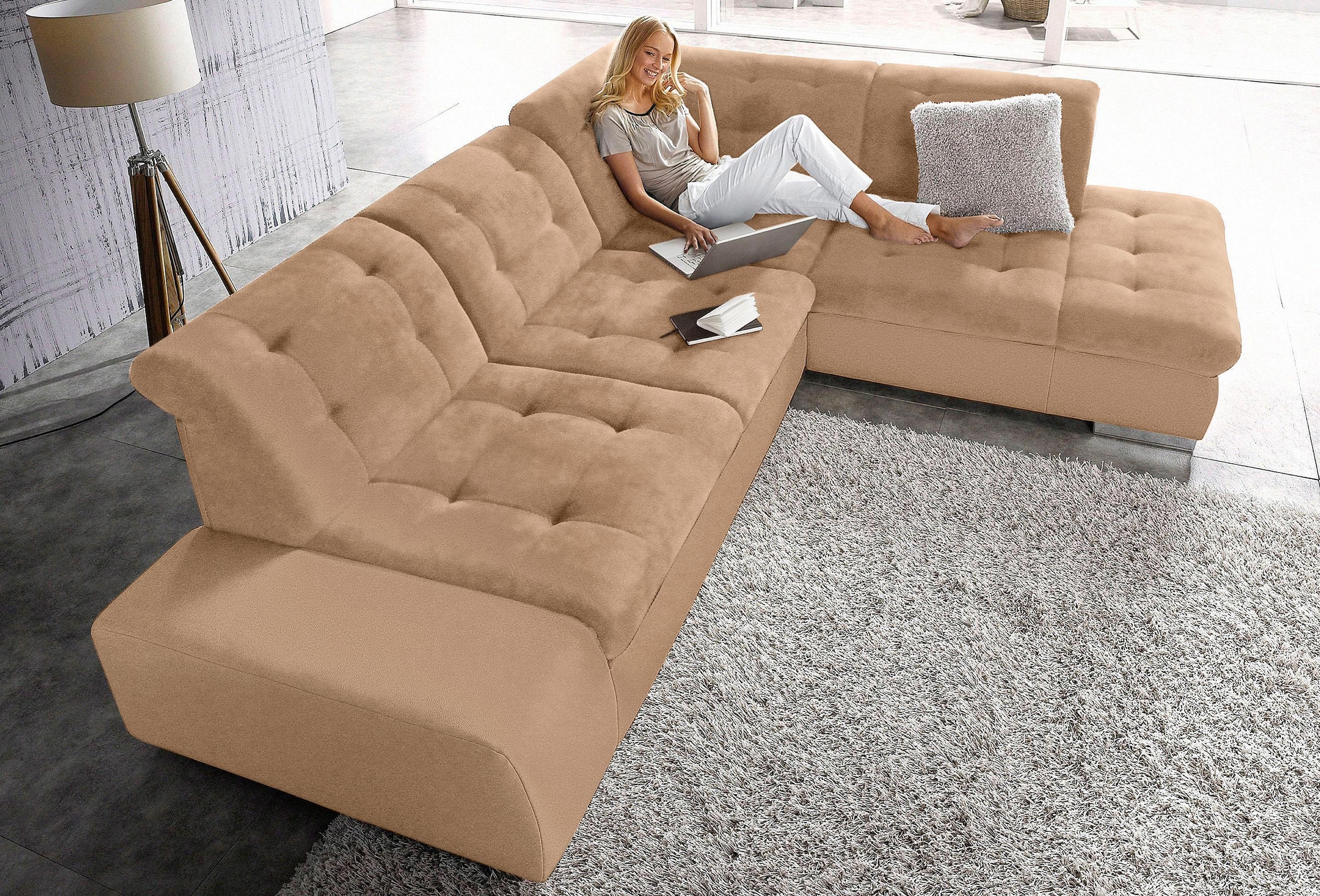sit&more Ecksofa "Pale L-Form" inklusive Kopfteilverstellung, wahlweise mit Schlaffunktion