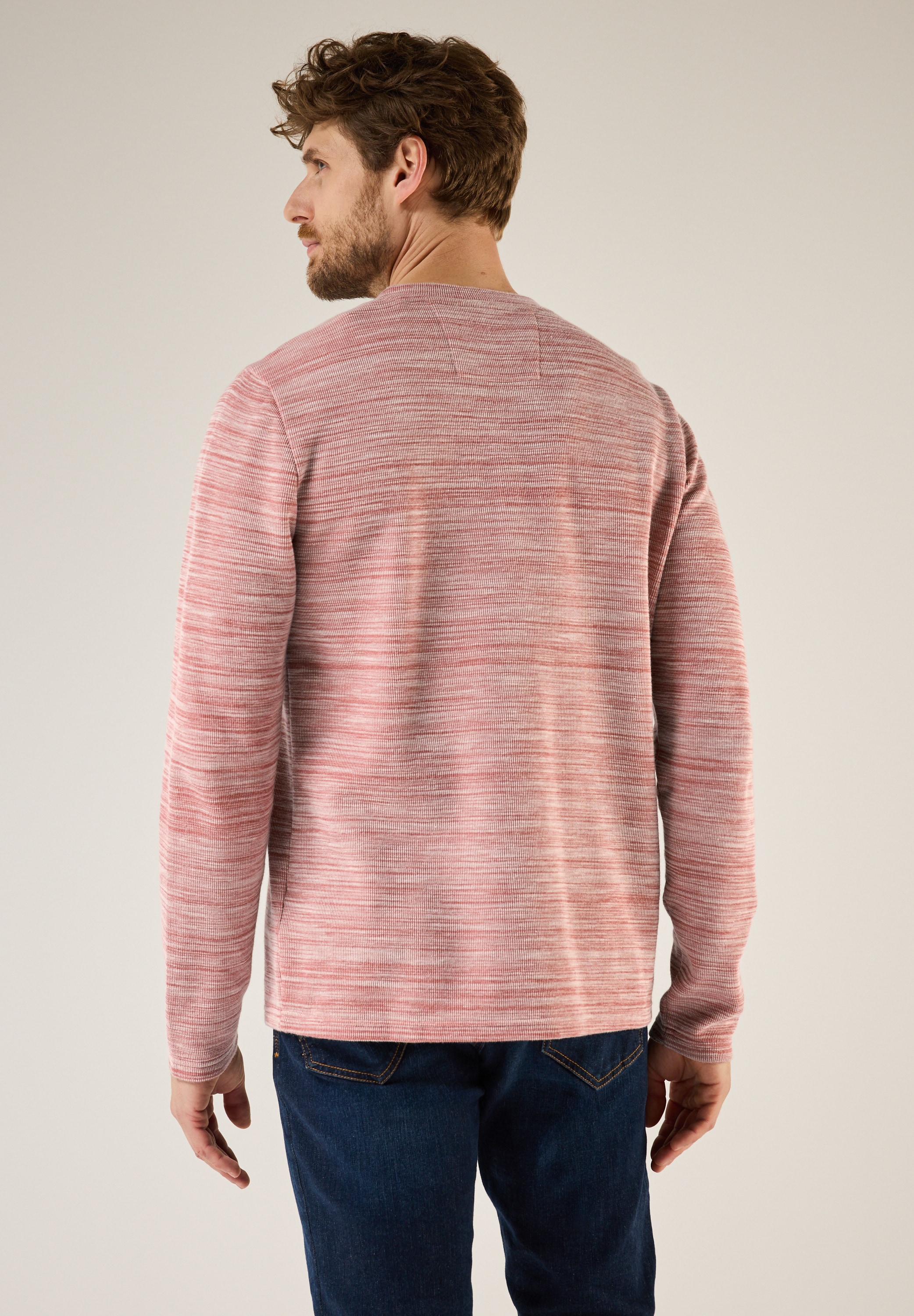 STREET ONE MEN Langarmshirt, bestehend aus einem Materialmix