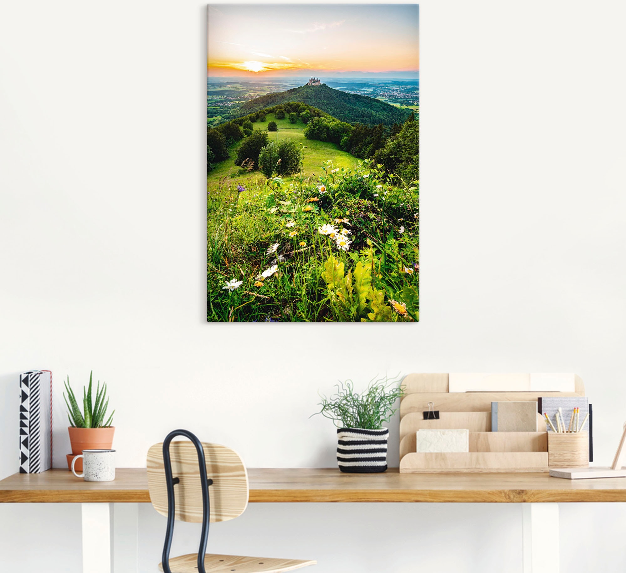 Artland Wandfolie »Burg Hohenzollern bei Sonnenuntergang«, Berge & Alpenbilder, (1 St.), selbstklebend