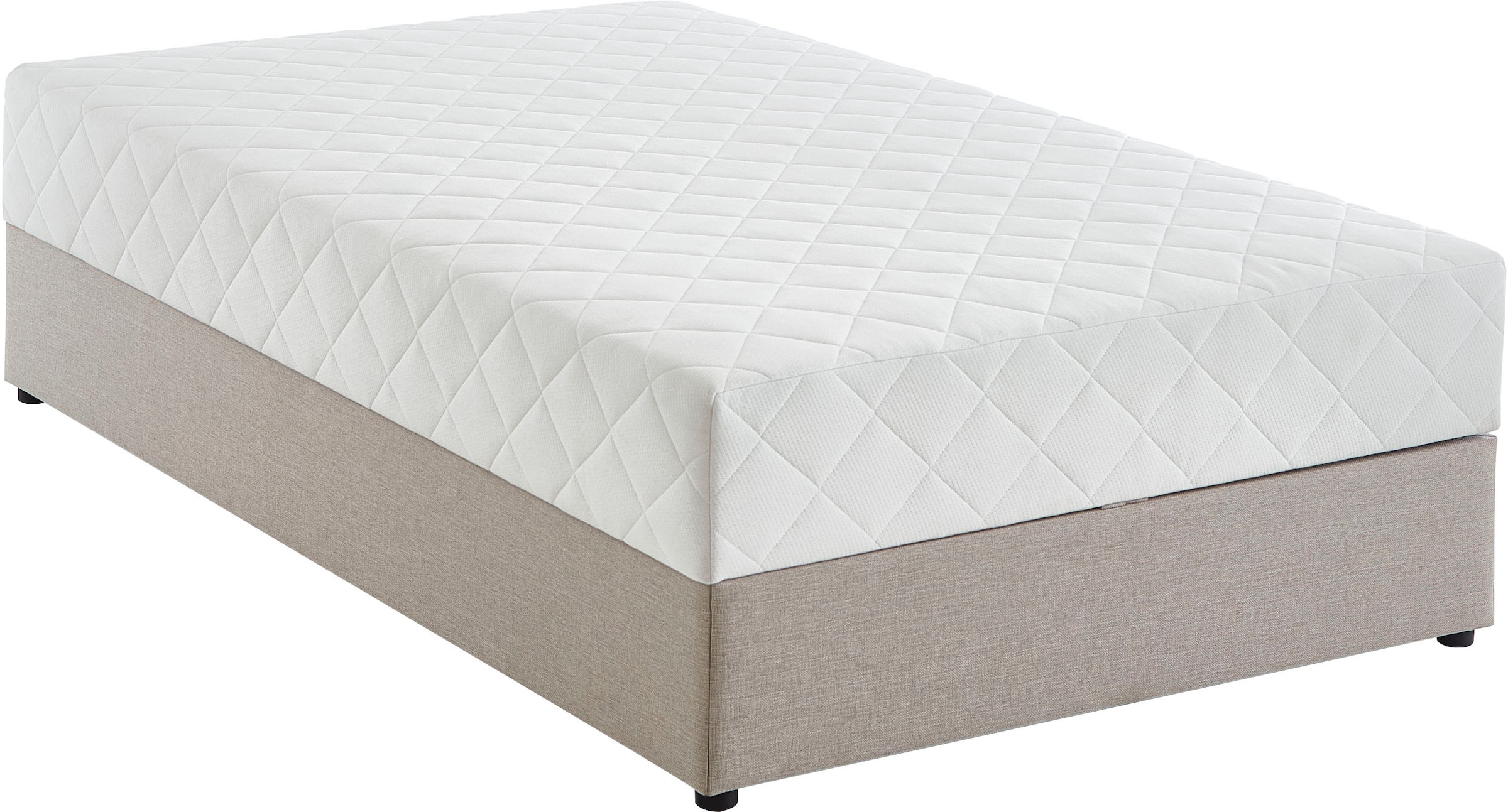 Boxbett "BELINA", beige (creme), B:90cm L:200cm, 100% PES, ATLANTIC HOME COLLECTION, Komplettbetten, mit Taschenfederkernmatratze und geräumigem Bettkasten