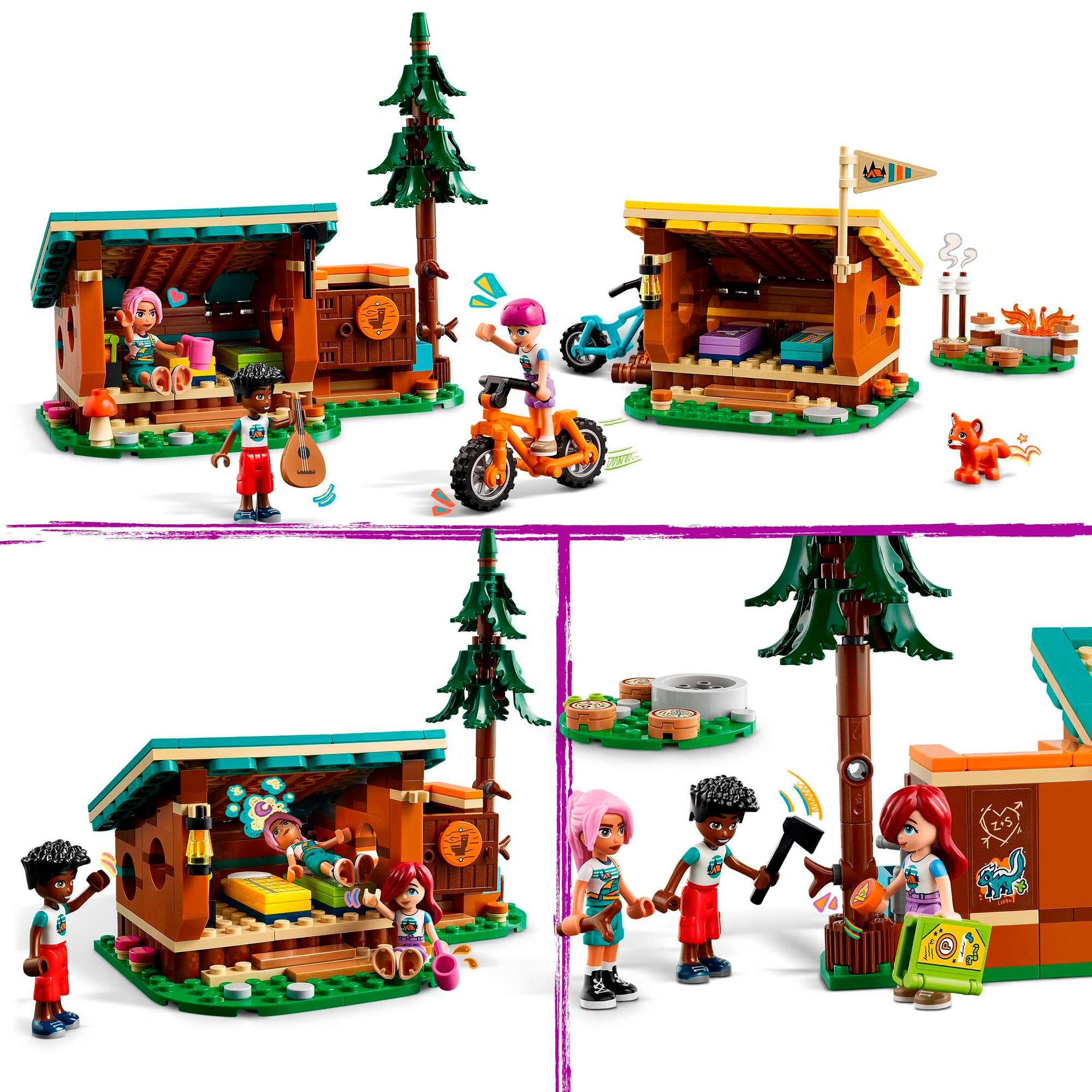 LEGO® Konstruktionsspielsteine »Gemütliche Hütten im Abenteuercamp (42624), LEGO Friends«, (437 St.), Made in Europe