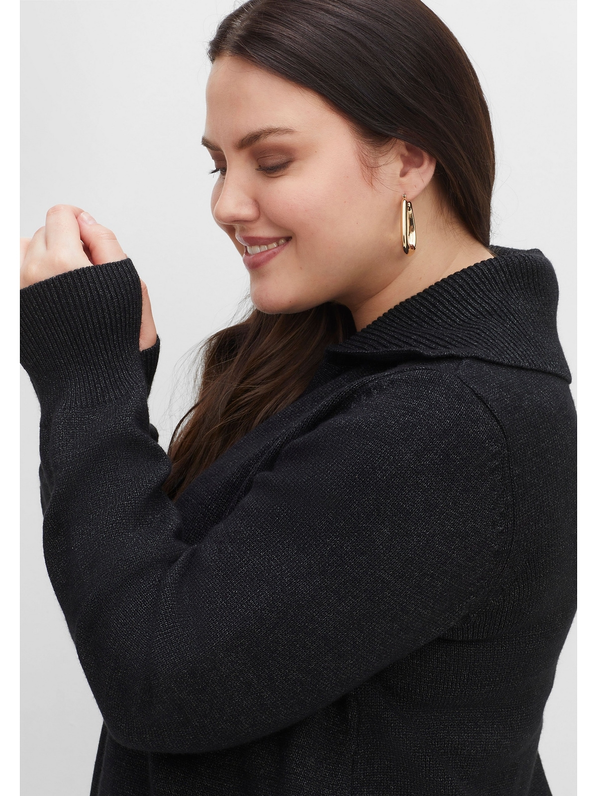 Sheego V-Ausschnitt-Pullover »Große Größen«, in großem A-Linie, mit | Rippstrick-Kragen BAUR kaufen