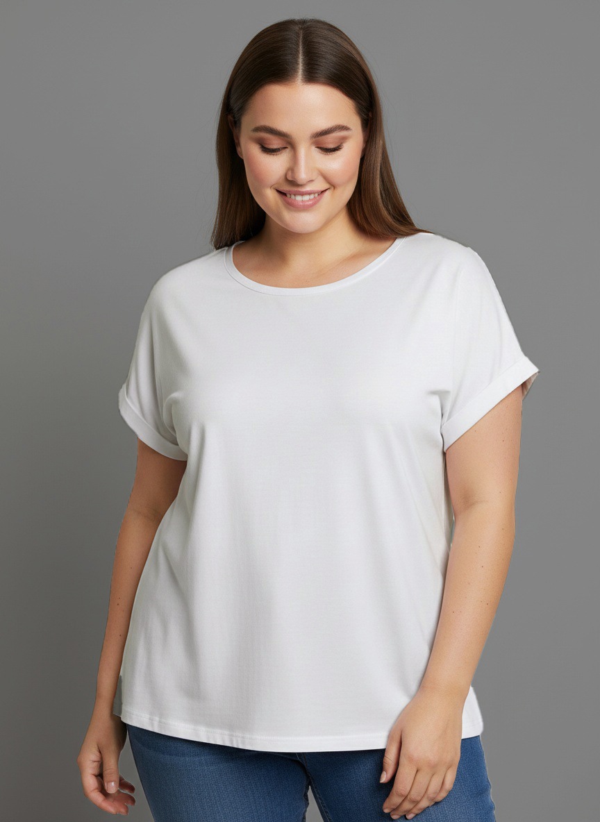 Laura Scott CURVE T-Shirt 2 Stk. tlg. im 2er Pack mit modischem Ärmelaufsch günstig online kaufen