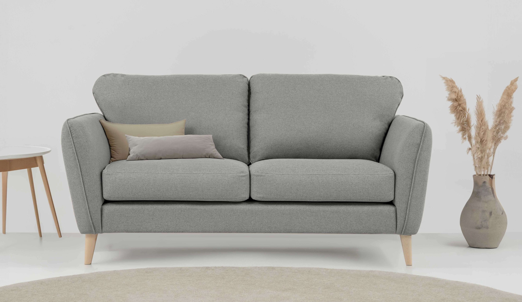 OTTO home 2-Sitzer "MARSEILLE Kompaktsofa 170 cm, Cord, Flachgewebe, Struktur, Webstoff" Massivholzbeine Eiche, Landhausstil, Wellenunterfederung