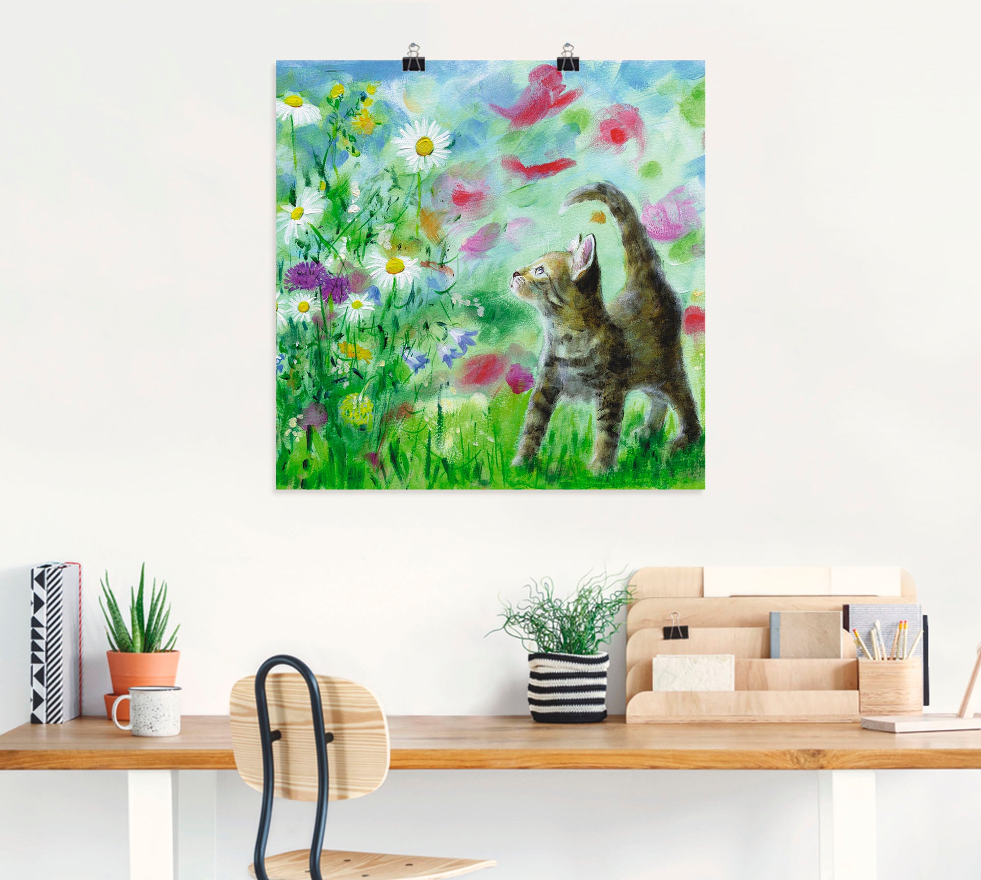 Artland Wandbild »Sommerwiese mit Kätzchen«, Haustiere, (1 St.), als Leinwandbild, Poster, Wandaufkleber in verschied. Größen