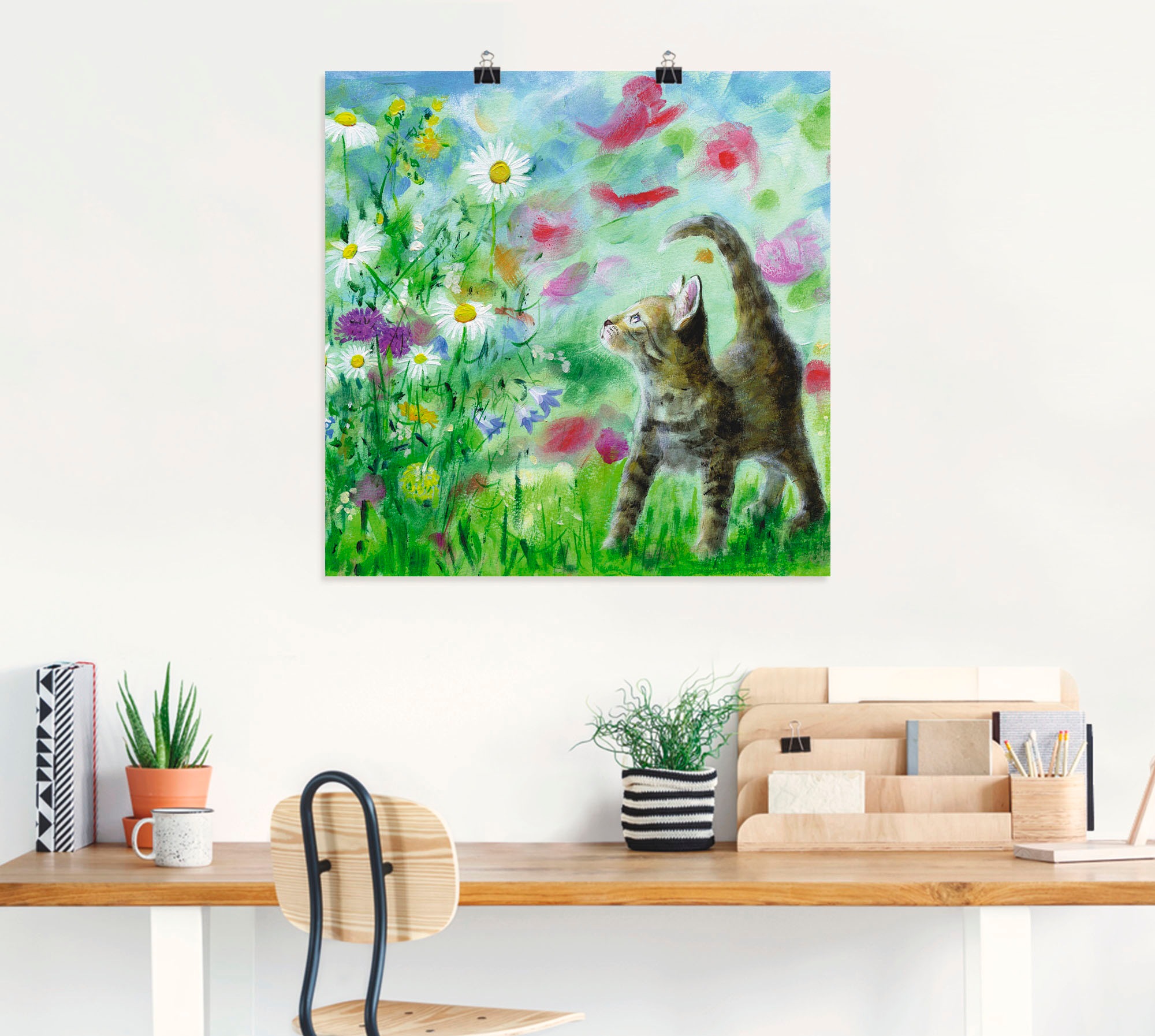 Artland Wandbild "Sommerwiese mit Kätzchen", Haustiere, (1 St.), als Leinwa günstig online kaufen