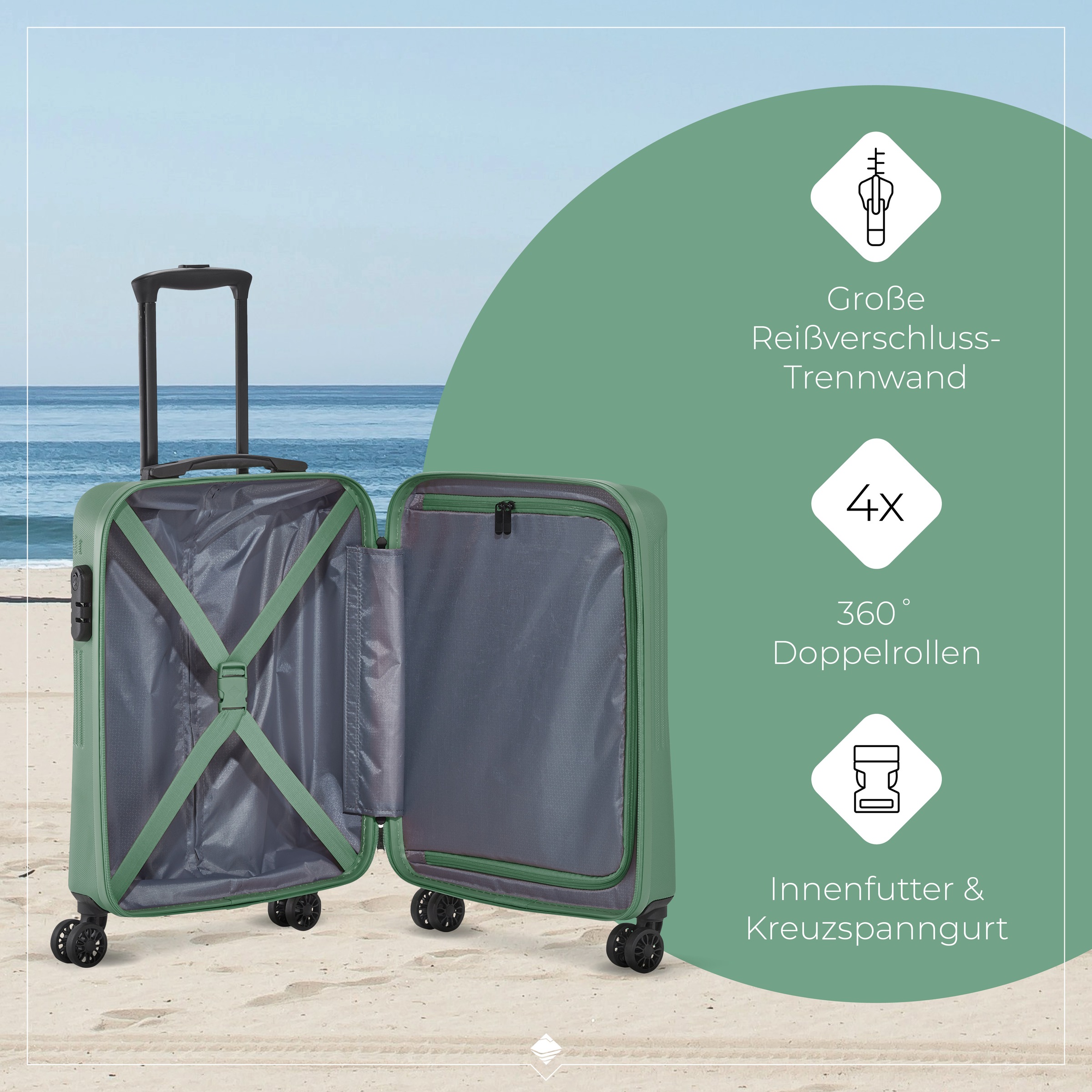 travelite Trolleyset »BALI 4w L/M/S«, (Set, 3 tlg., Hartschalen Trolley Set), Kofferset Reisegepäck Reisekoffer Hartschallenkoffer TSA Schloss