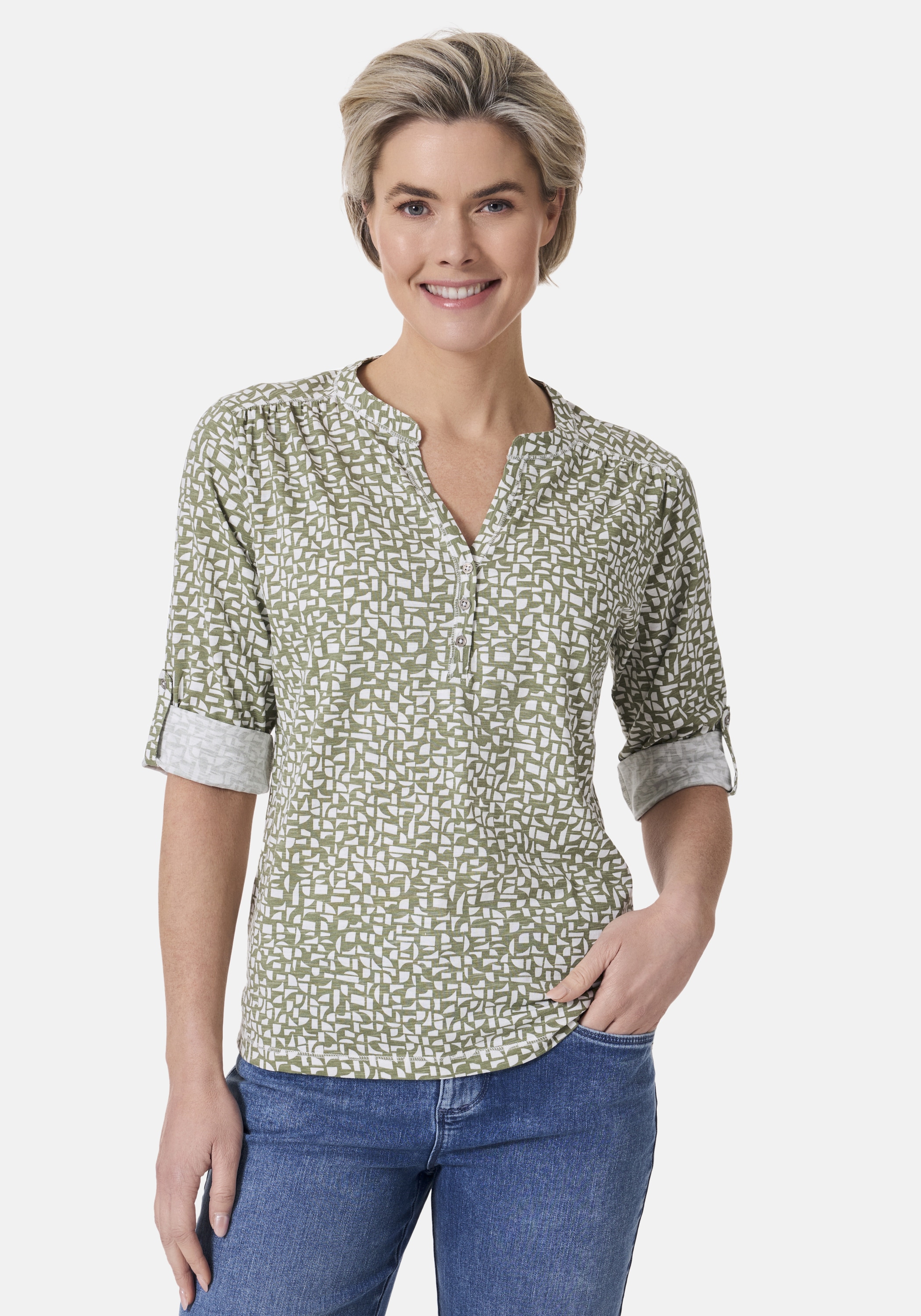 STOOKER WOMEN 3/4-Arm-Shirt "MARIE Print T-Shirt 3/4-Arm", Regular Fit Slub günstig online kaufen