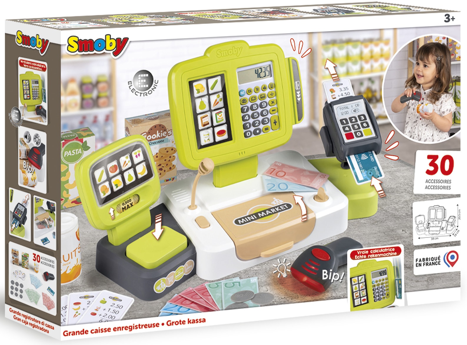 Smoby Spielkasse »Elektronische Supermarktkasse XL, grün«, mit Licht- und Soundeffekten