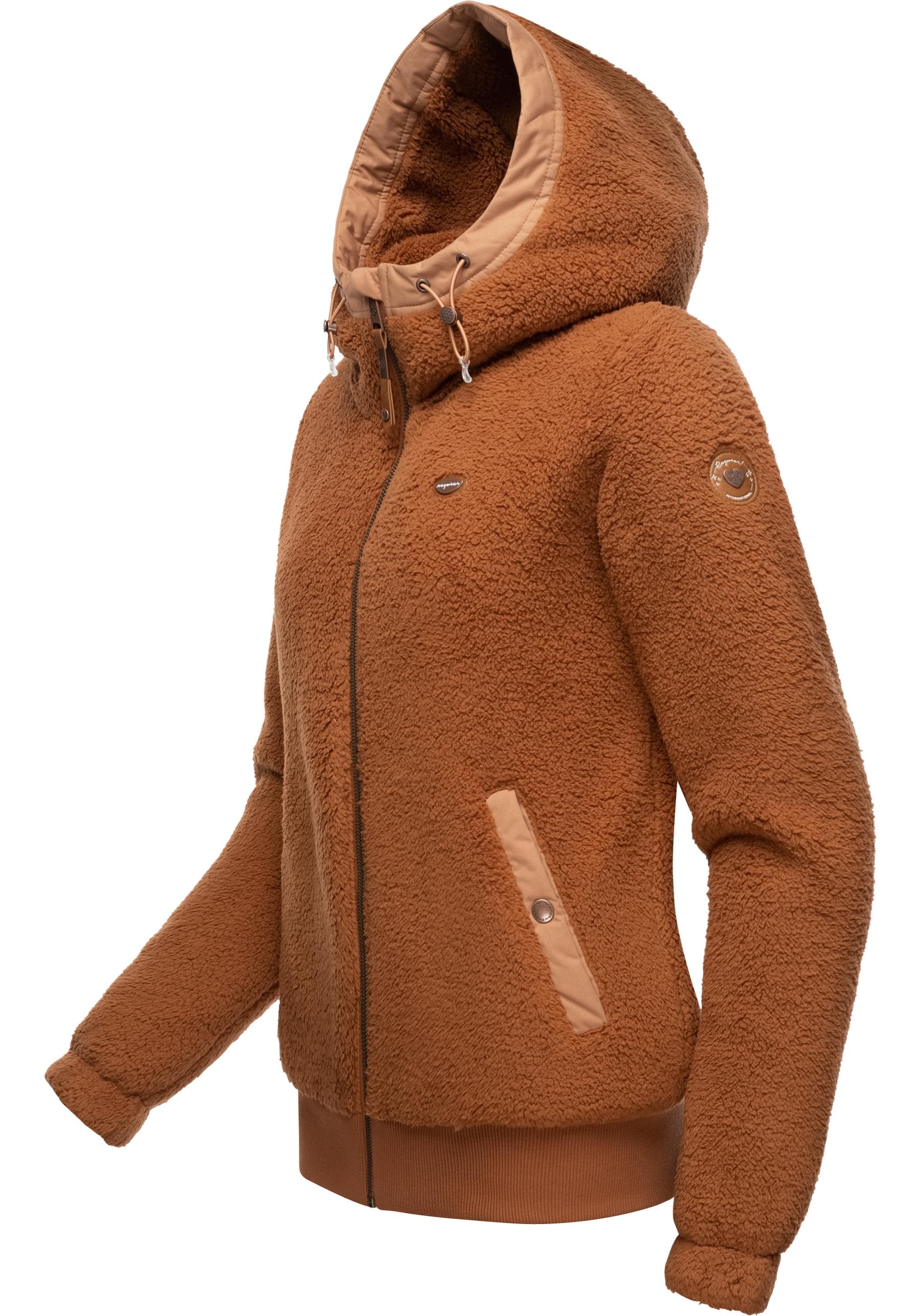 Ragwear Outdoorjacke »Cousy Short«, mit Kapuze, flauschige Übergangsjacke mit Teddyfell und Kapuze