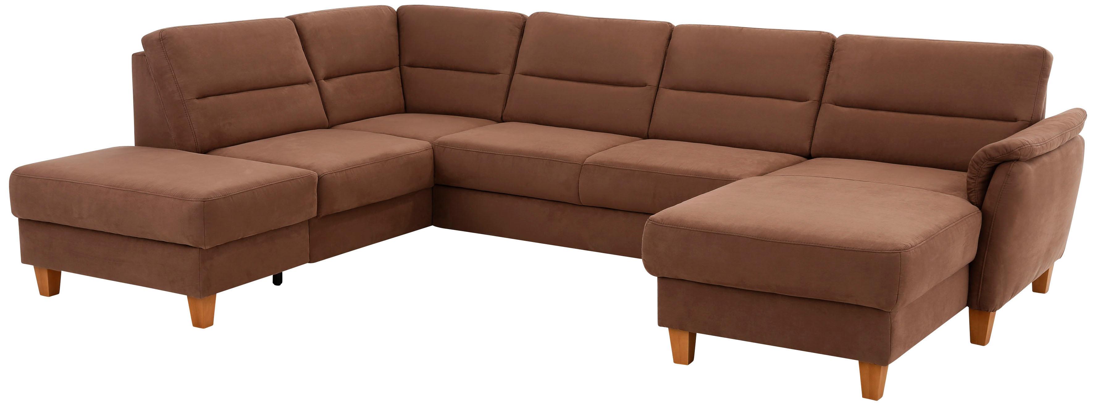 Home affaire Wohnlandschaft "Palmera U-Form, B: 308 cm, große Stoff + Leder Auswahl" mit Schlaffunktion & Bettkasten, Federkern, XXL-Wohnlandschaft