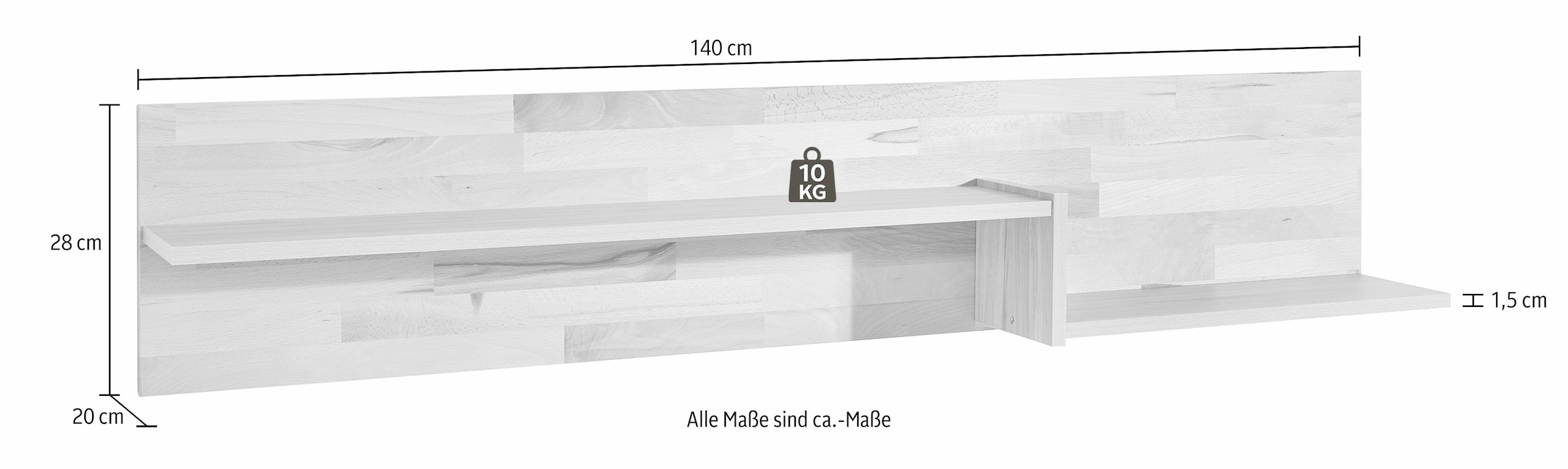 Home affaire Wandregal, Breite 140 cm, teilmassiv, FSC®-zertifiziert