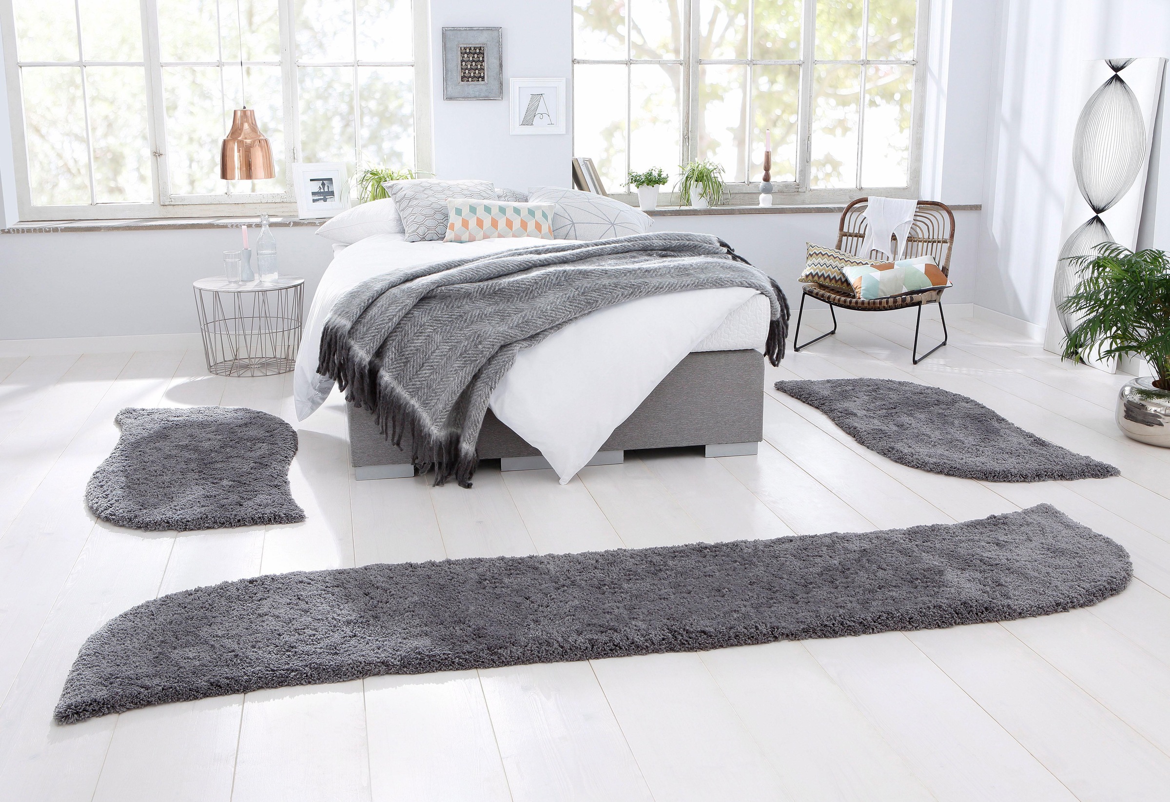 OTTO home Hochflor-Bettumrandung "Desner" Höhe 35 mm 3 Stk. tlg. Mikrofaser günstig online kaufen