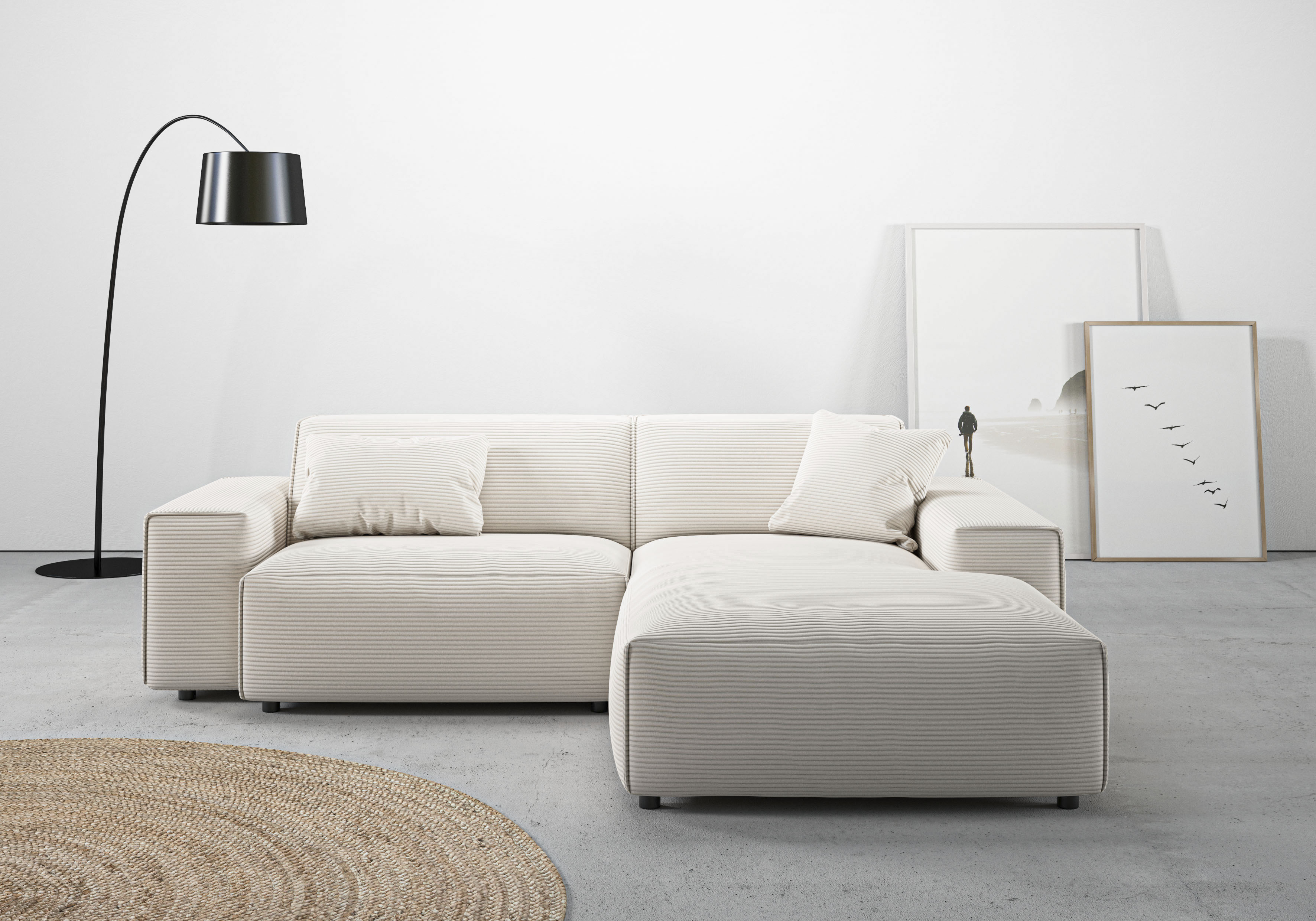 Home affaire Ecksofa "Glimminge L-Form auch in Breitcord, Feincord + Easy care-Bezug," Breite 234, Zierkissen