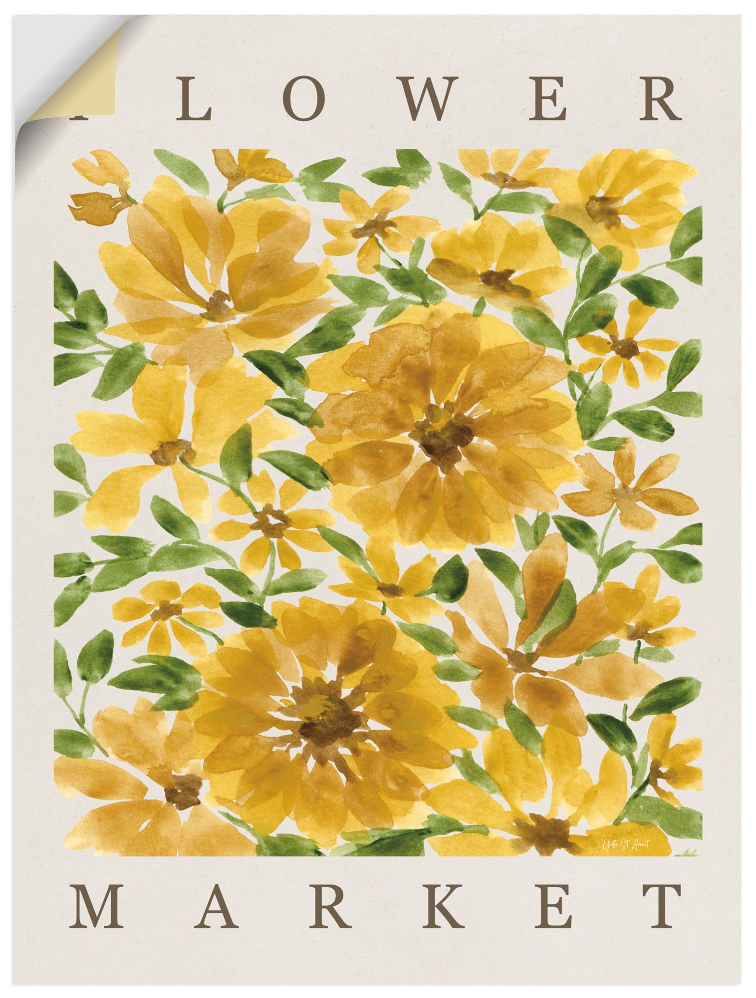 ARTLAND Sunflower Blooms Wall Decal Yellow 30x40cm