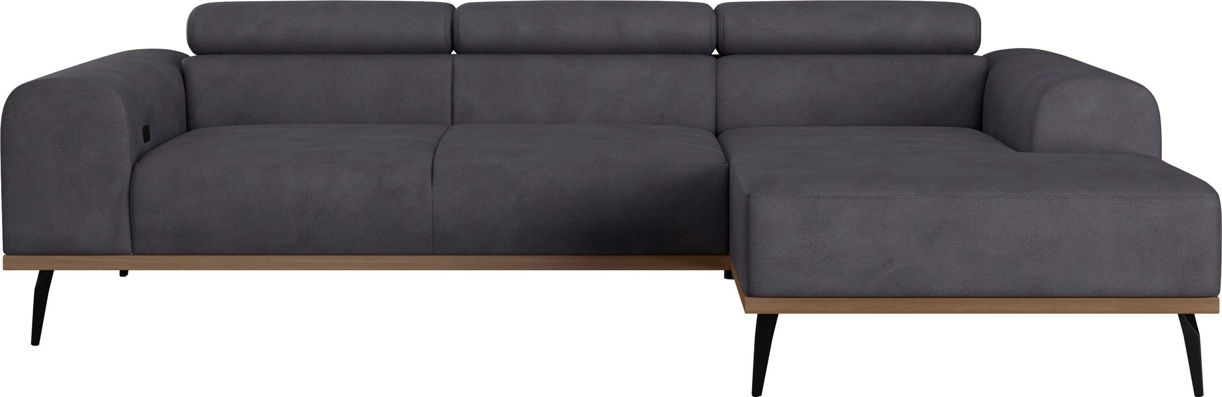 PLACES OF STYLE Ecksofa »Carlo L-Form« mit Kopfteilverstellung & Holz-Rahmenoptik, wahlweise Relaxfunktion