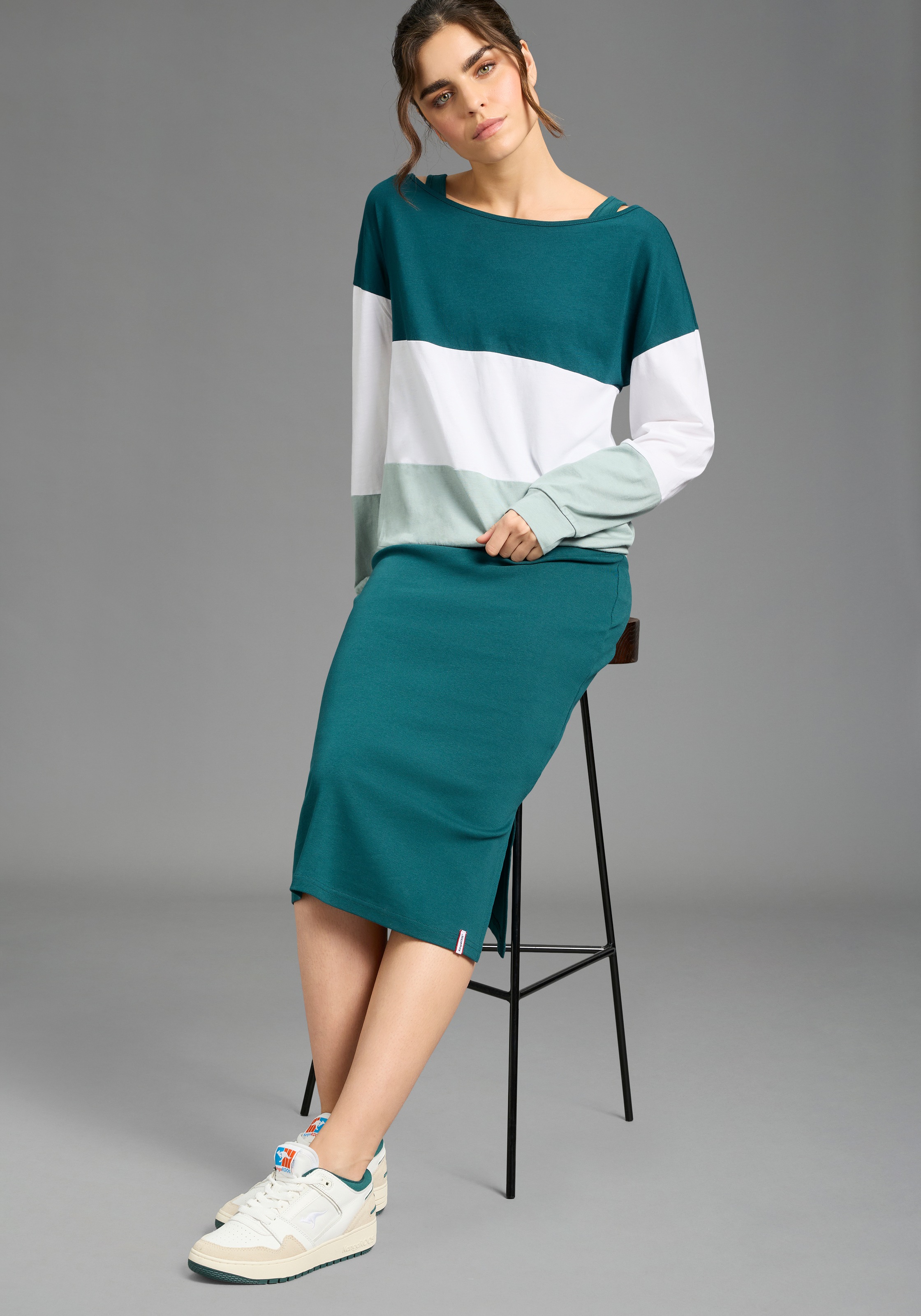 KangaROOS 2-in-1-Kleid Set, 2 tlg. tlg. mit Streifenshirt im Lagenlook günstig online kaufen