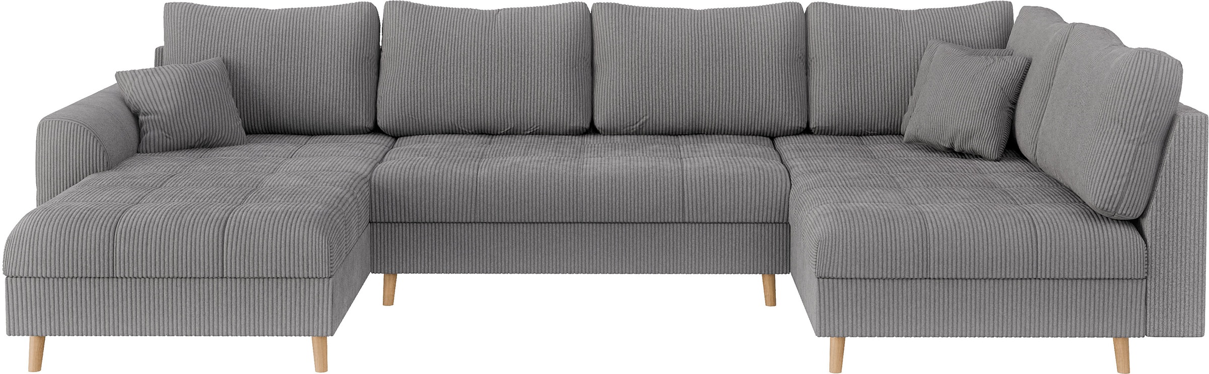 Home affaire Wohnlandschaft »CHARRE U-Form mit Ottomane, Maße B/T/H: 310/161/81 cm«, feine Steppung, lose Rücken- und Zierkissen, auch in Cord und Bouclé