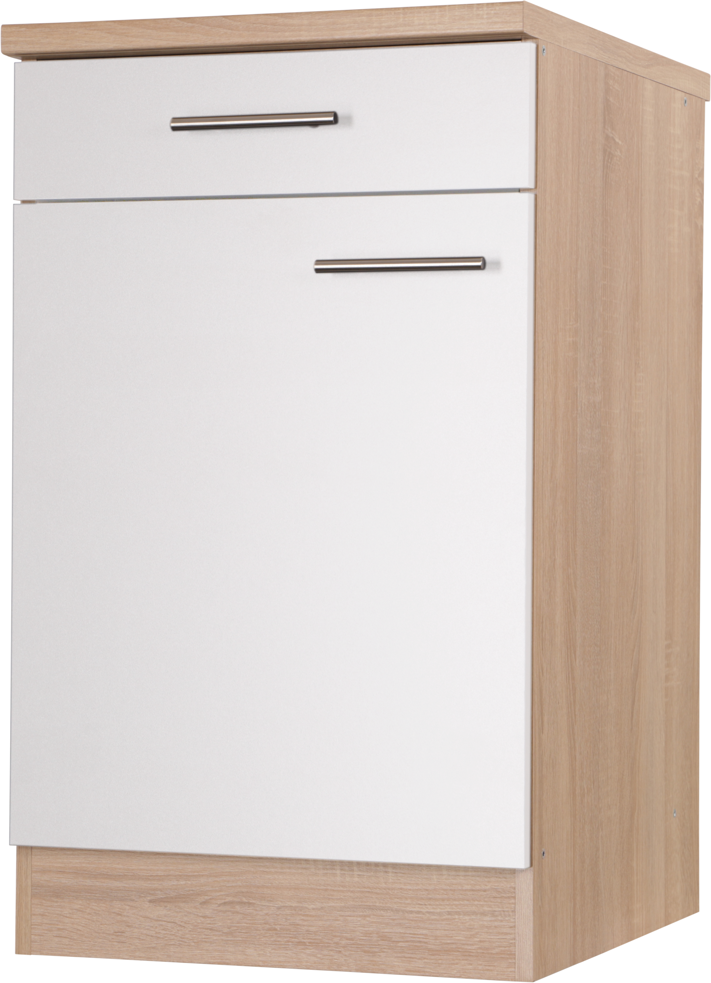 Unterschrank RESPEKTA, B:50cm H:84,8cm T:60cmweiß, Küche, Schränke, "Merle", Breite 50 cm, mit Soft-Close Funktion, Stangengriffe aus Metall