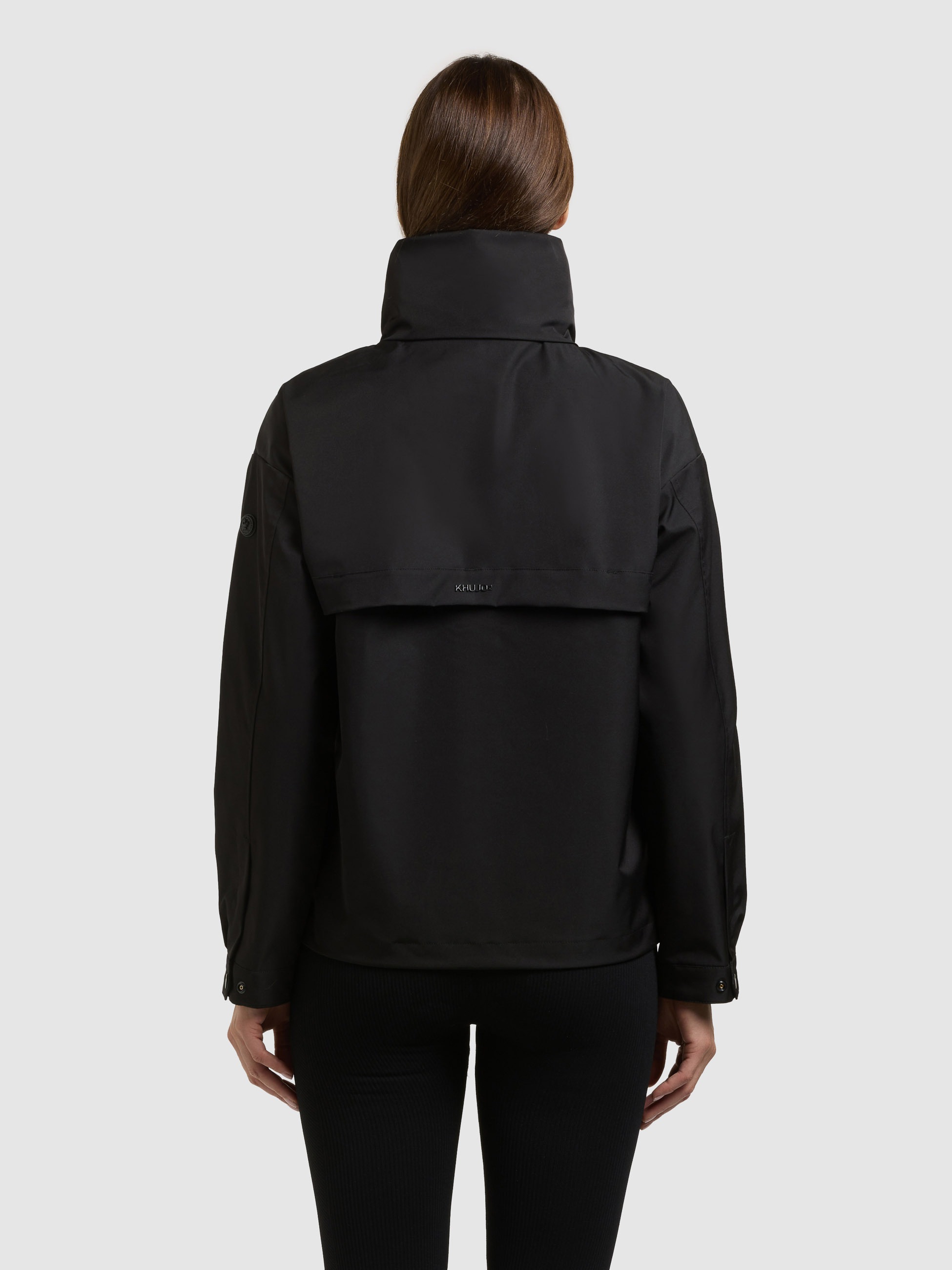 Kurzjacke KHUJO "RAIBE2", Damen, Gr. XL, schwarz, Web, 100% Polyester, unifarben, eingesetzt mit Druckknopf, Jacken Kurzjacke 3