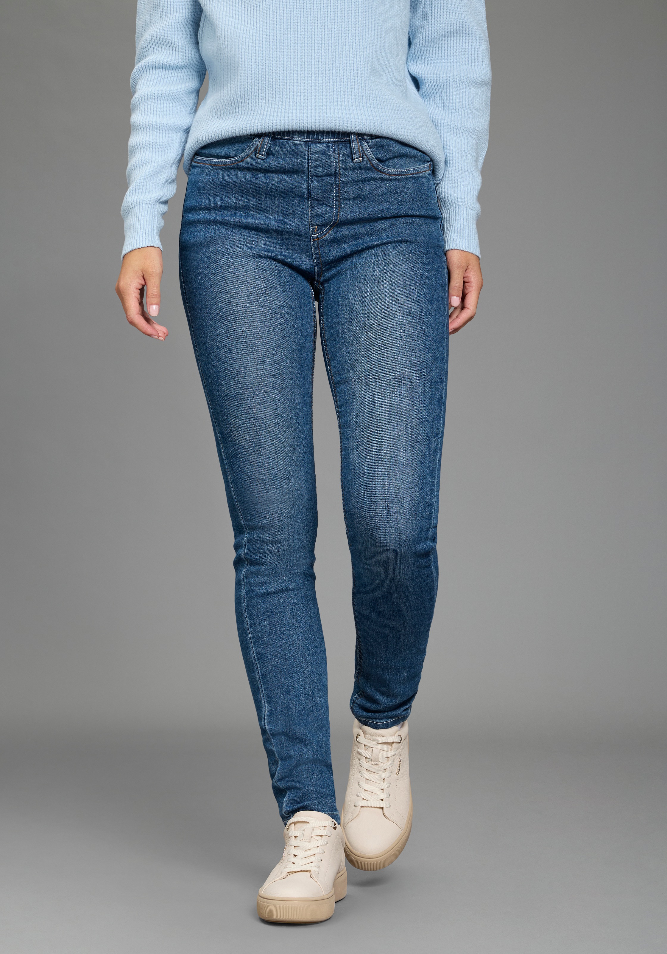 Arizona Jeansjeggings Packung, 2er-Pack,  enge Passform,  Röhrenjeans,  Used-Look-Waschung,  hohe Leibhöhe