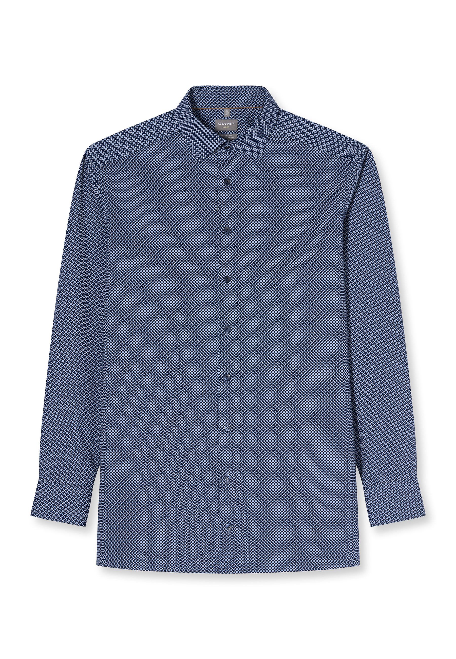 Businesshemd OLYMP "OLYMP Luxor 24/Seven, comfort fit, New Kent", Herren, Gr. 48, Normaler Arm, marine, 64% Baumwolle, 27% Polyester, 9% Elasthan, Hemden