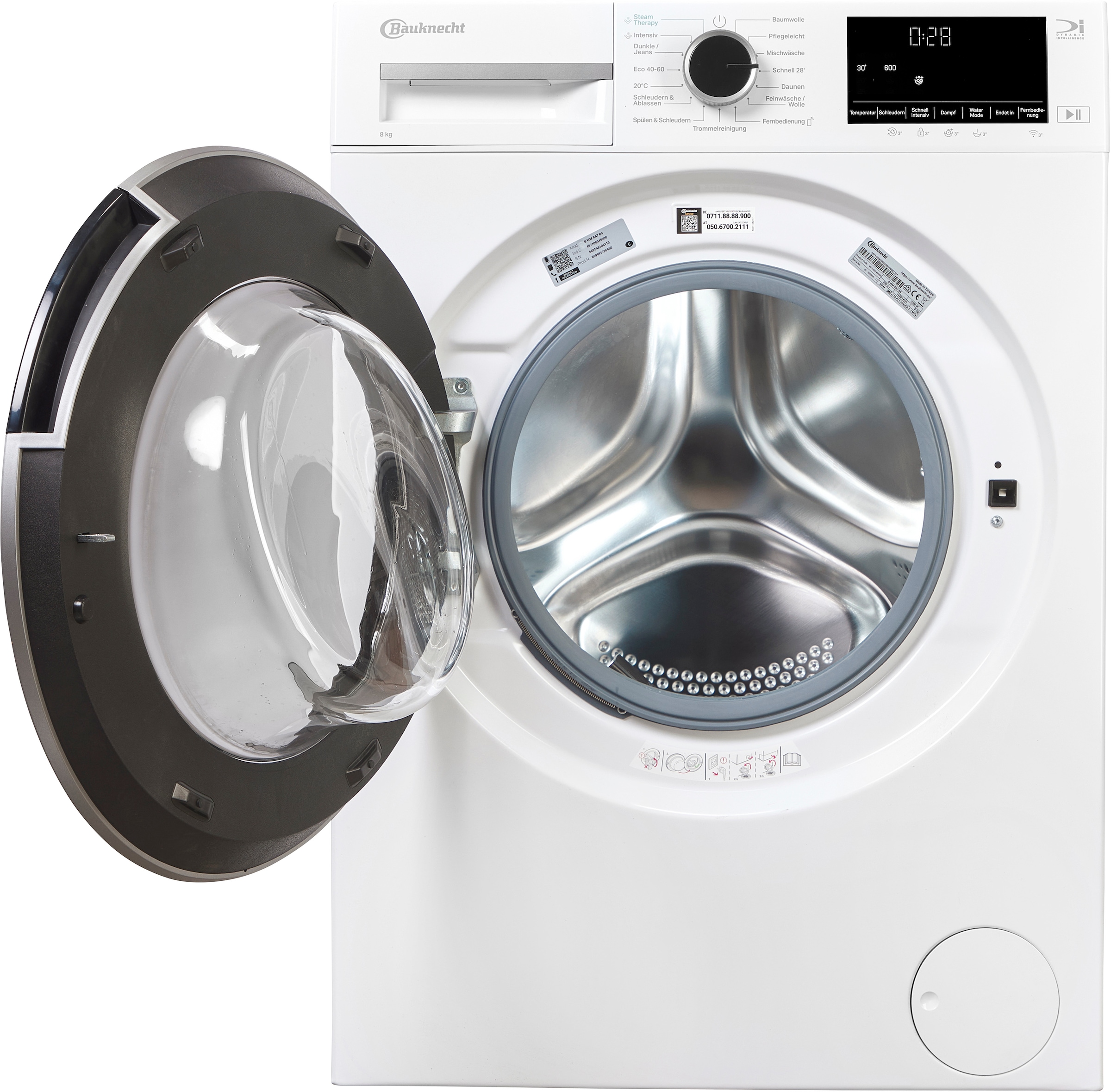 BAUKNECHT Waschmaschine »B WM 8A7 BS« 8 kg 1400 U/min Adaptive Wash – Intelligente Anpassung für perfekte Waschergebnisse