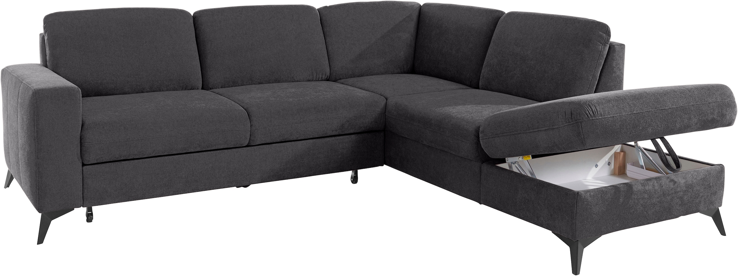 Places of Style Ecksofa »Lolland L-Form«, Wahlweise mit Bettfunktion und Stauraum, auch mit abwischbarem Bezug
