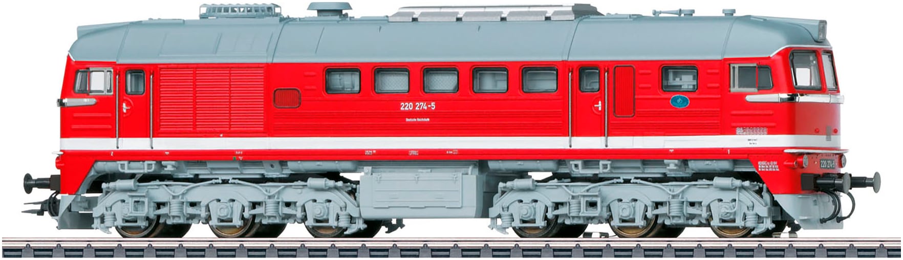 MÄRKLIN Kinder Diesellokomotive "Märklin Baureihe 220 - 39201", rot, Kunststoff, Metall, B:3,5cm H:5,5cm L:20,2cm, Modelleisenbahn-Fahrzeuge, Made in