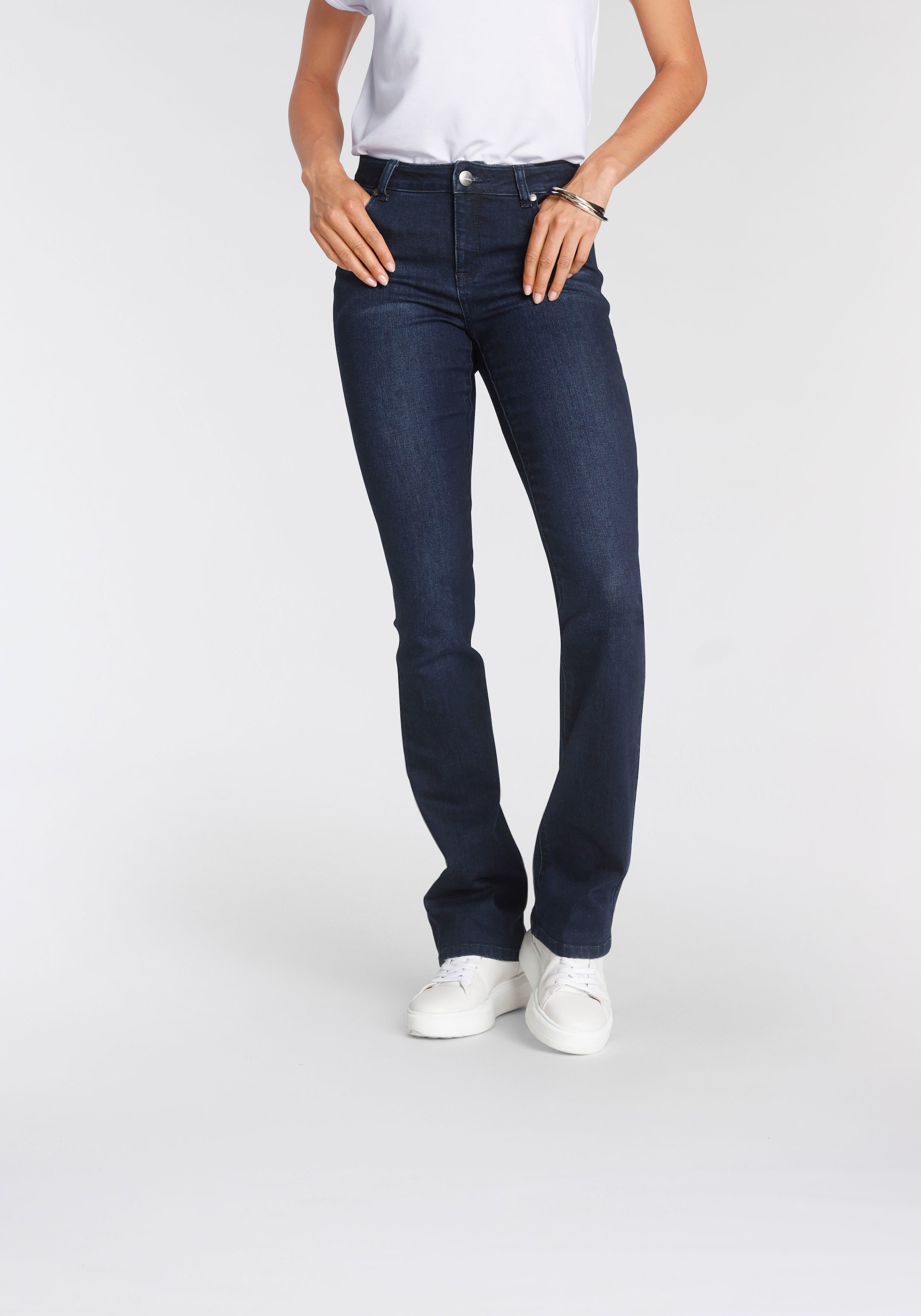 Tamaris Bootcut-Jeans, normale Leibhöhe, Bootcut, mit ausgestelltem Bein