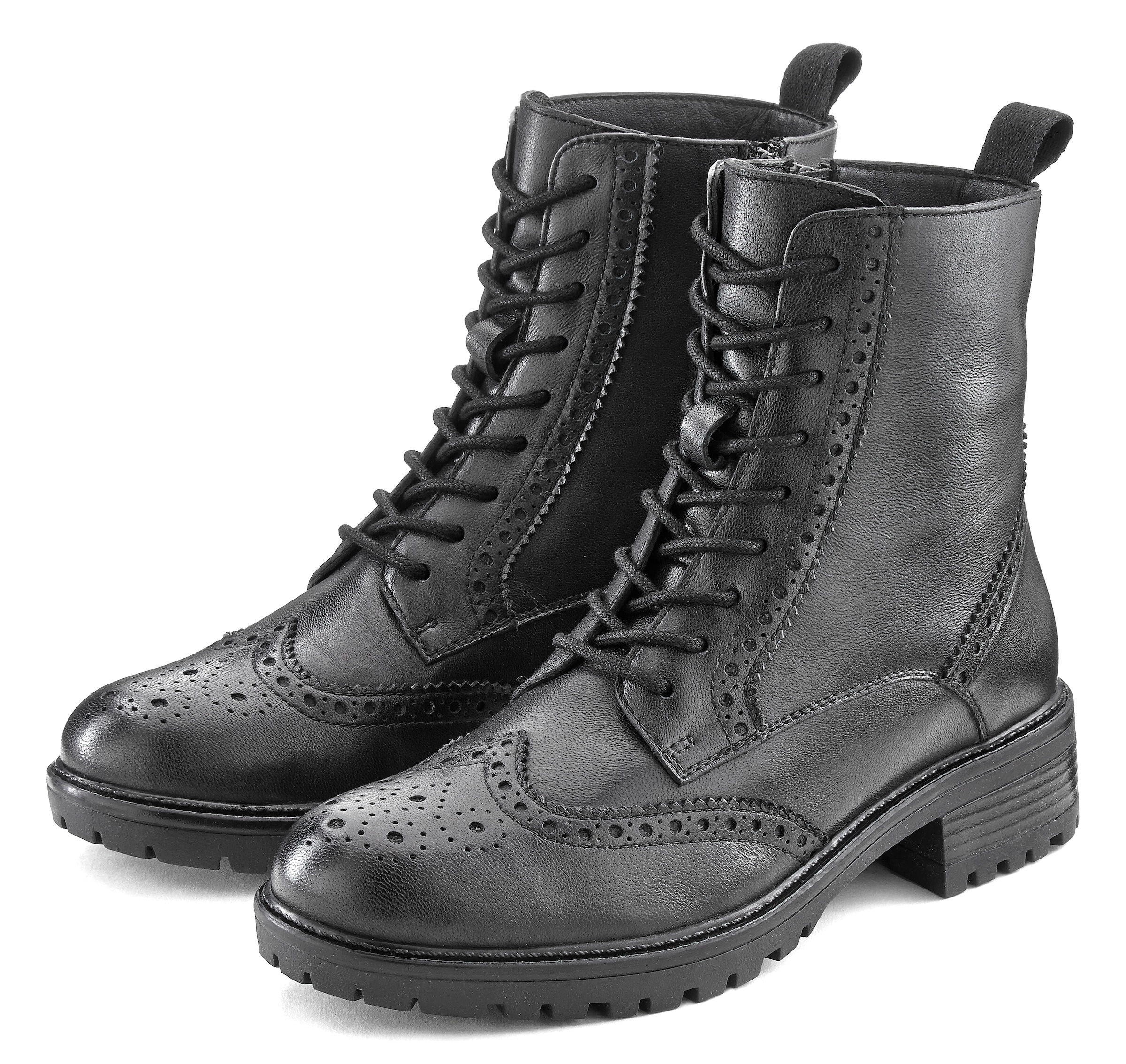 LASCANA Schnürboots "Schnürstiefelette, Ankle Boots, Herbststiefelette," aus Leder zum Schnüren & mit Reißverschluss