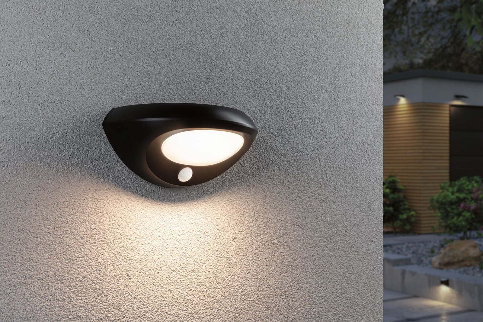 Paulmann LED Außen-Wandleuchte »Solar Sorova IP44 230x125mm 3000K 3,5W 220lm Anthrazit Kunststoff«, 1 flammig-flammig, Bewegungsmelder