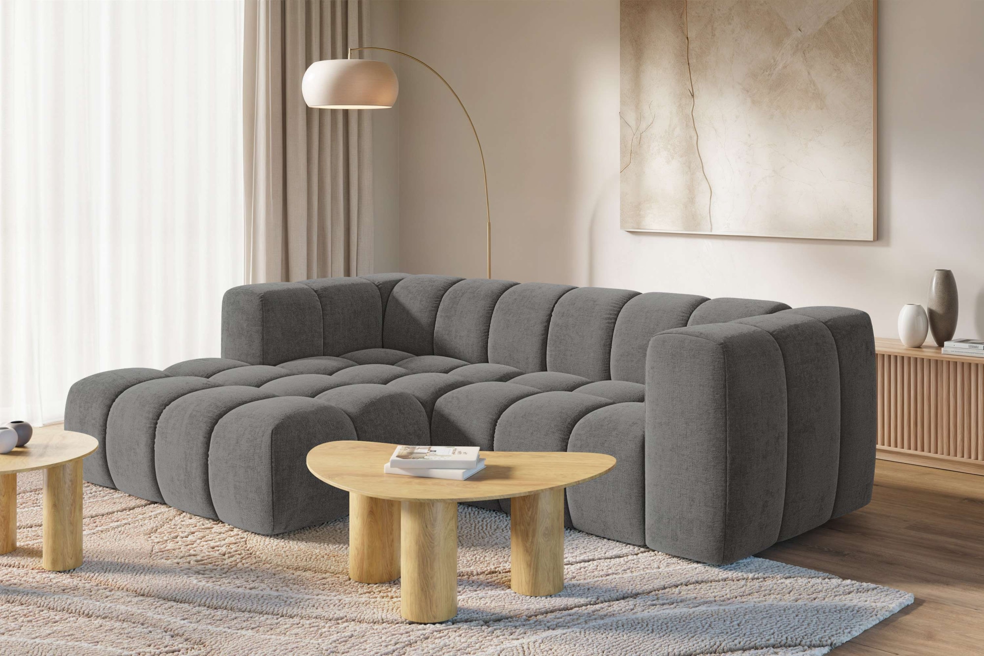 homsy by Ana Johnson Ecksofa ""L" BOUBELLE L-Form, Design-Sofa, Bubble-Optik, Breite 247 cm" hoher Sitzkomfort dank Wellenunterfederung, L Sitztiefe 63 cm