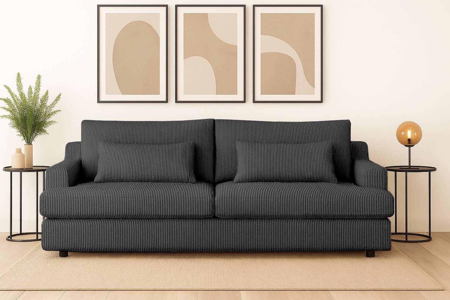 OTTO home Big-Sofa "Evelle 3 Sitzer Maxi" 237 cm, tiefe Sitzfläche, Lounge-Sitzkomfort, Struktur, Breitcord