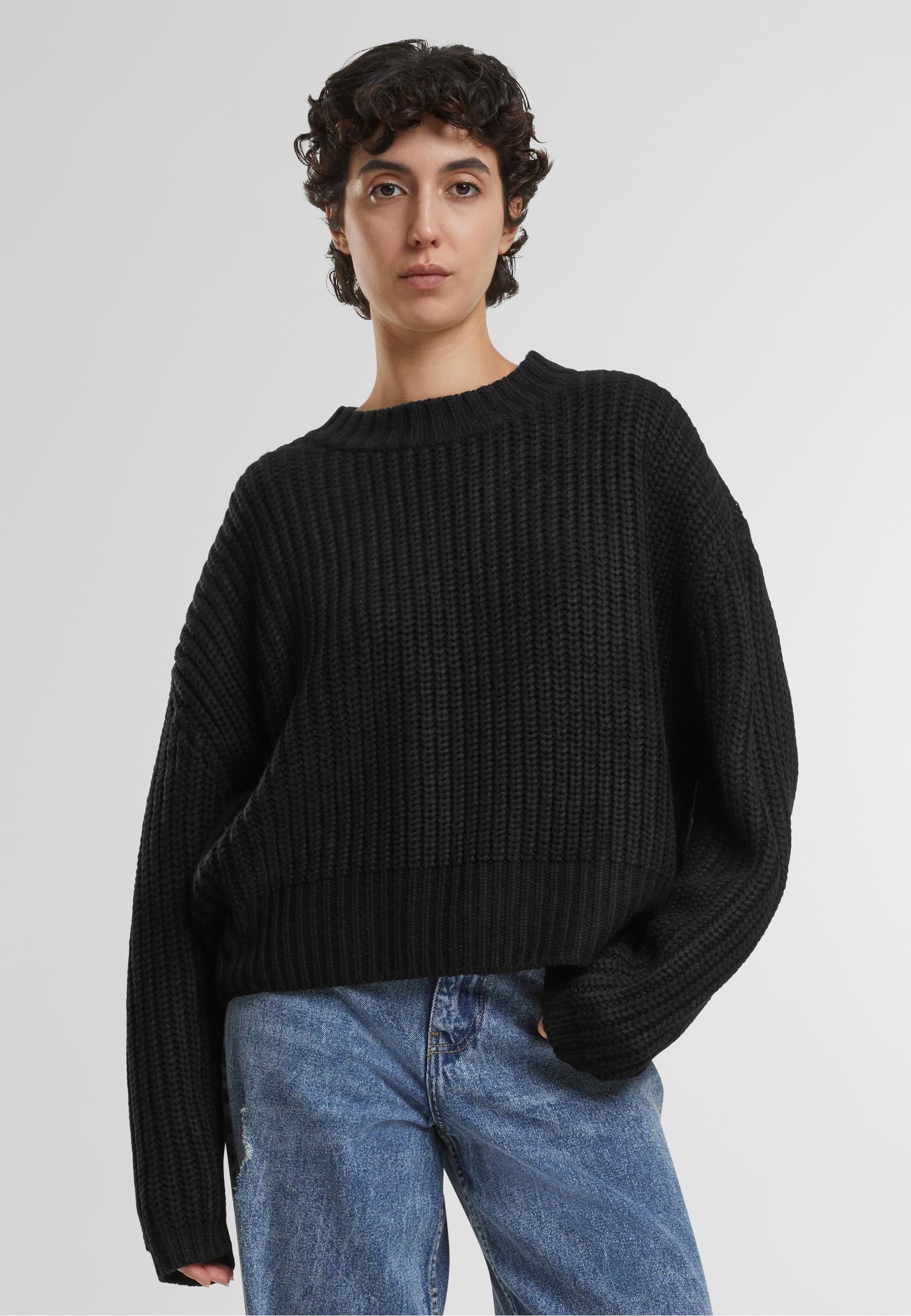 URBAN CLASSICS Rundhalspullover »Urban Classics Ladies Wide Basic Oversized Sweater«, (1 tlg.)