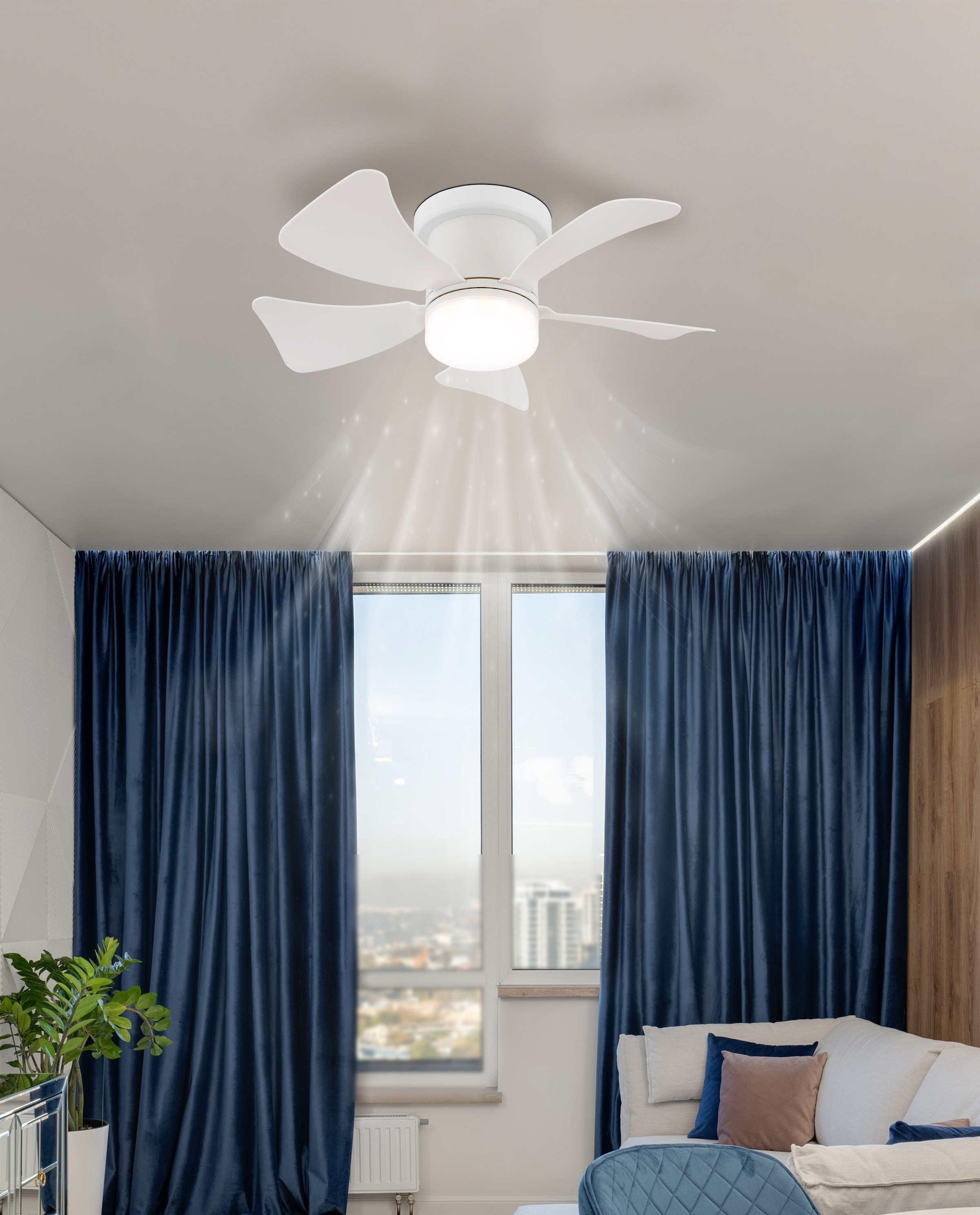 GLOBO LIGHTING Deckenleuchte »HINES« LED-Modul 1 Stk. warmweiß - kaltweiß Ventilator grau kühlen-heizen Wohnzimmer Schlafzimmer
