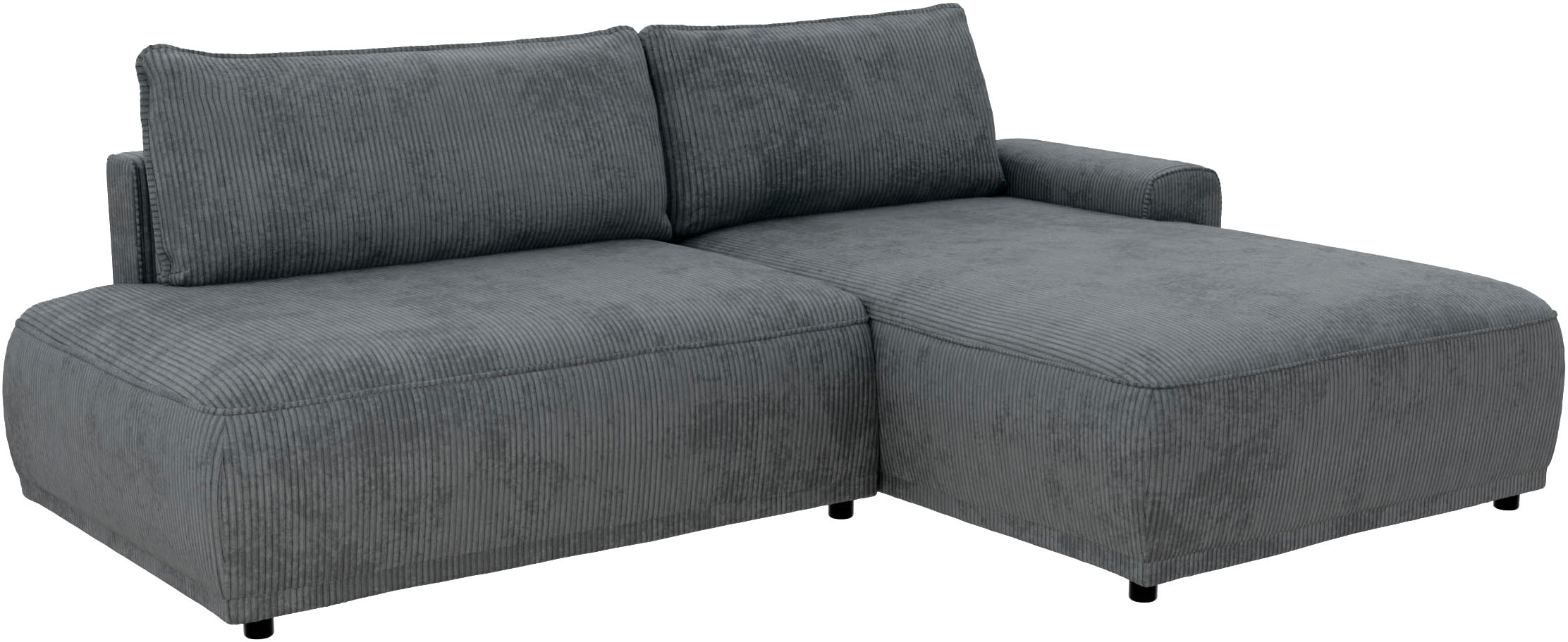 TRENDMANUFAKTUR Ecksofa »Fordon II, Schlafsofa mit Bettkasten, Couch in L-Form, Breite 250 cm«, in Cordstoff HYPER, dunkelgrau, Armlehne rechts